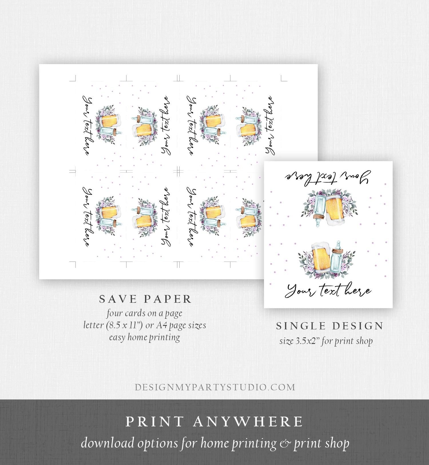 Editable Baby is Brewing Food Labels Tent Place Card Insert Card Gender Girl Lavender Brewing Baby Shower Digital Template Printable 0190