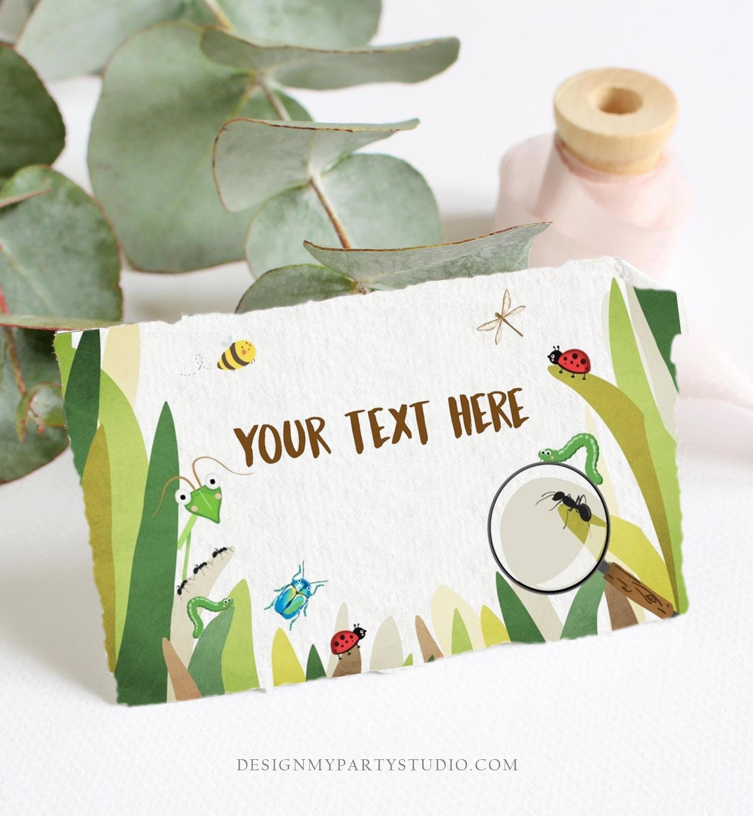 Editable Food Labels Bug Birthday Insect Party Place Card Tent Card Insert Card Bug Boy Bug hunt Bug Party Outdoor Template Printable 0090