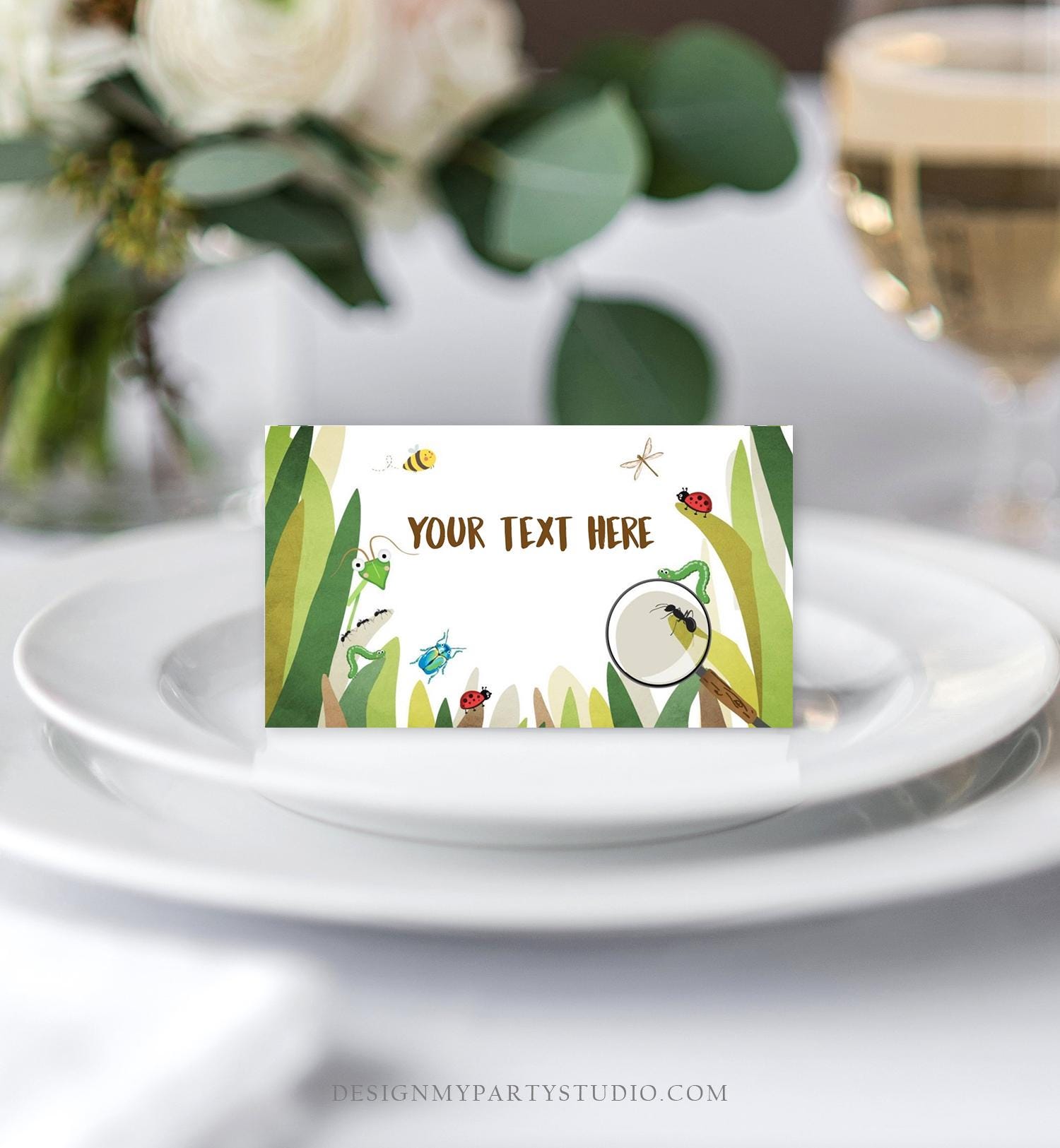 Editable Food Labels Bug Birthday Insect Party Place Card Tent Card Insert Card Bug Boy Bug hunt Bug Party Outdoor Template Printable 0090