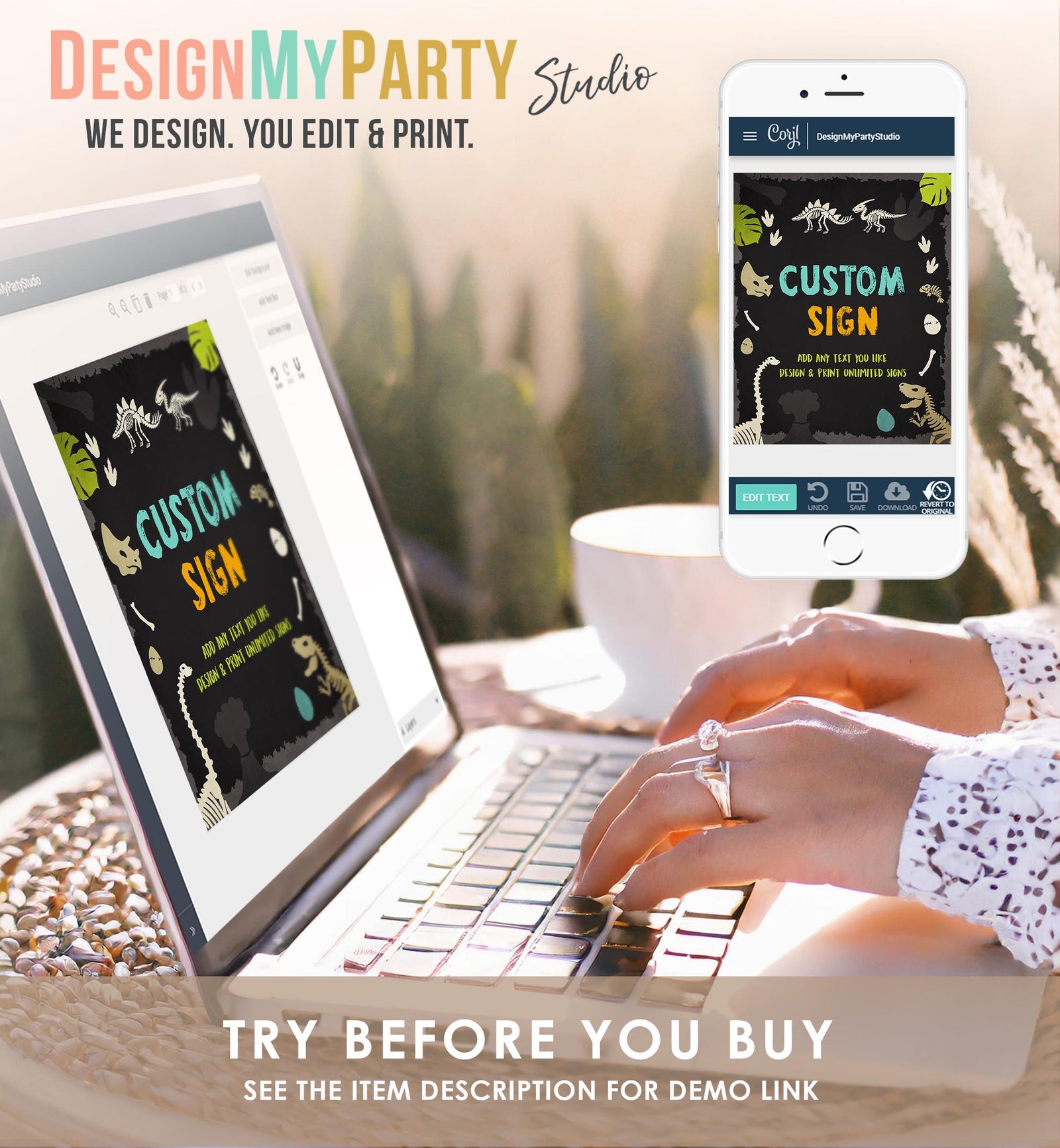 Editable Fossil Dinosaur Custom Sign Dino Birthday Decor Prehistoric Table Sign Boy 8x10 T-Rex Party Animals Digital Template Printable 0269