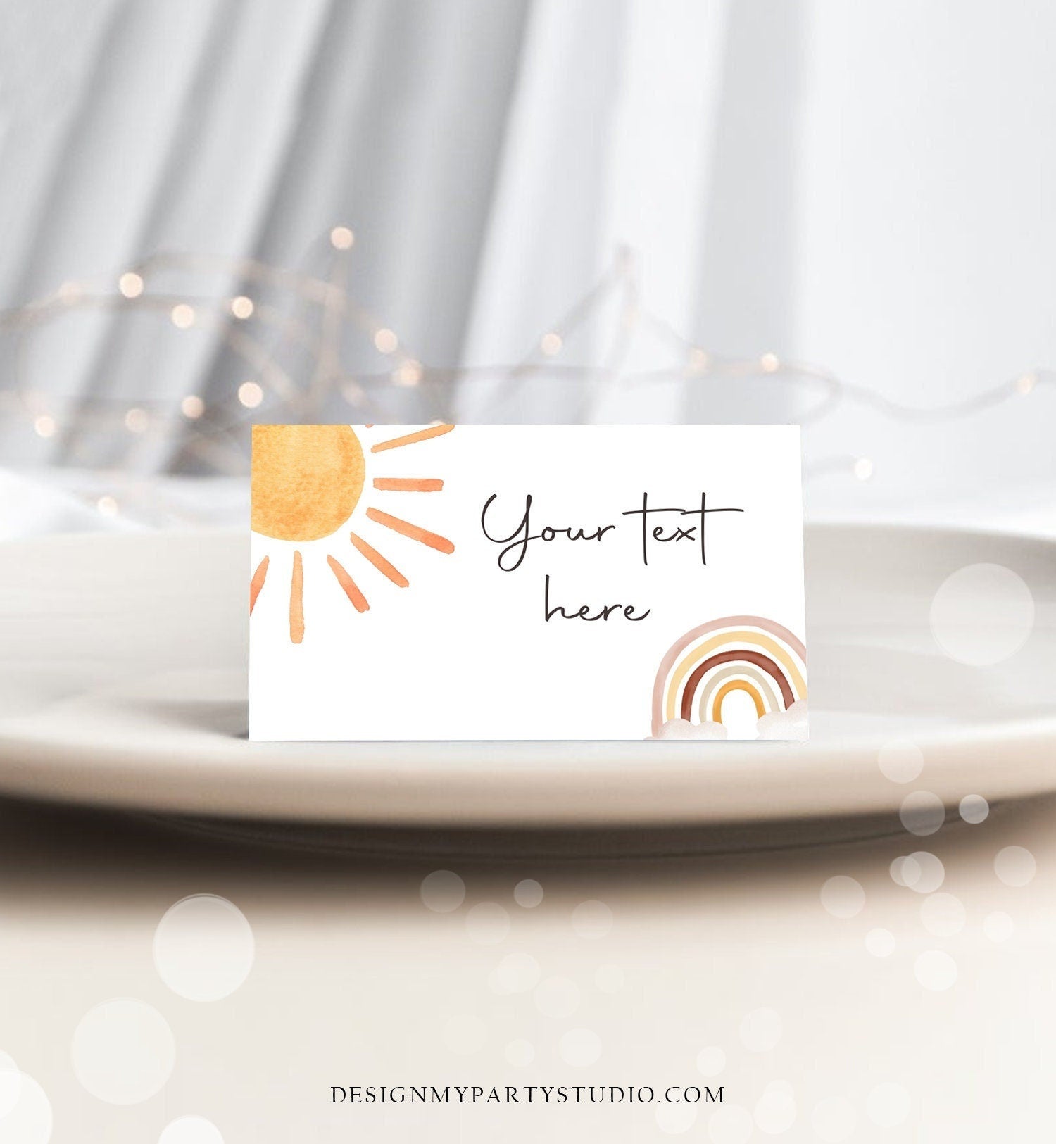 Editable Food Labels Sun Birthday Boho Sun Food Labels Place Card Tent Card 1st Trip Around the Sun 1st Sunshine Template Printable 0431