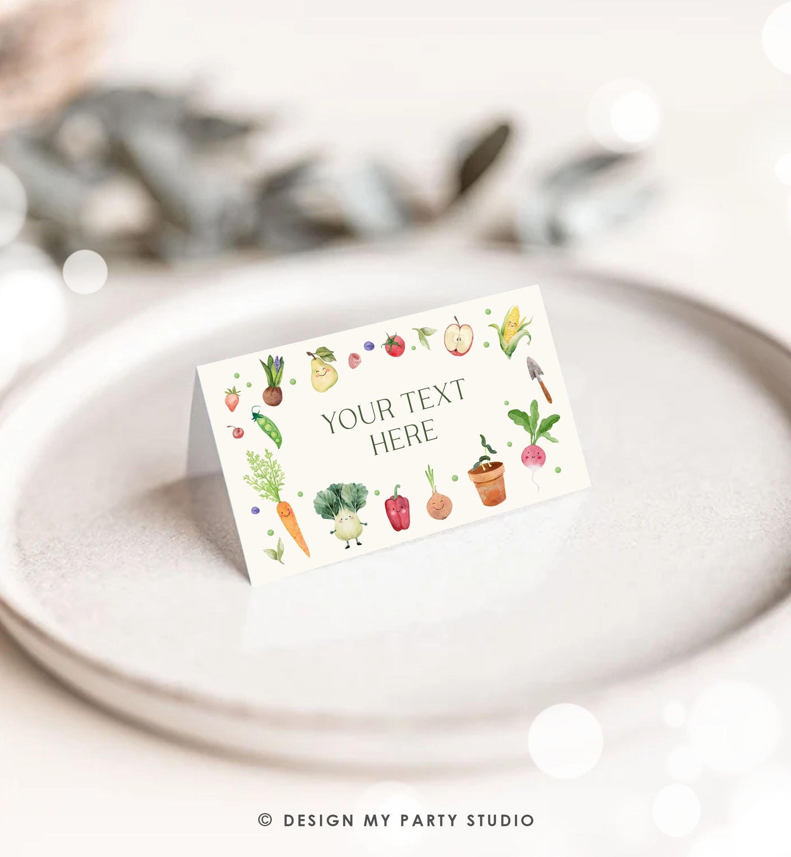 Editable Little Sprout Food Labels Locally Grown Baby Shower Birthday Party Fruits Vegetables Farmers Market Card Digital Template 0544