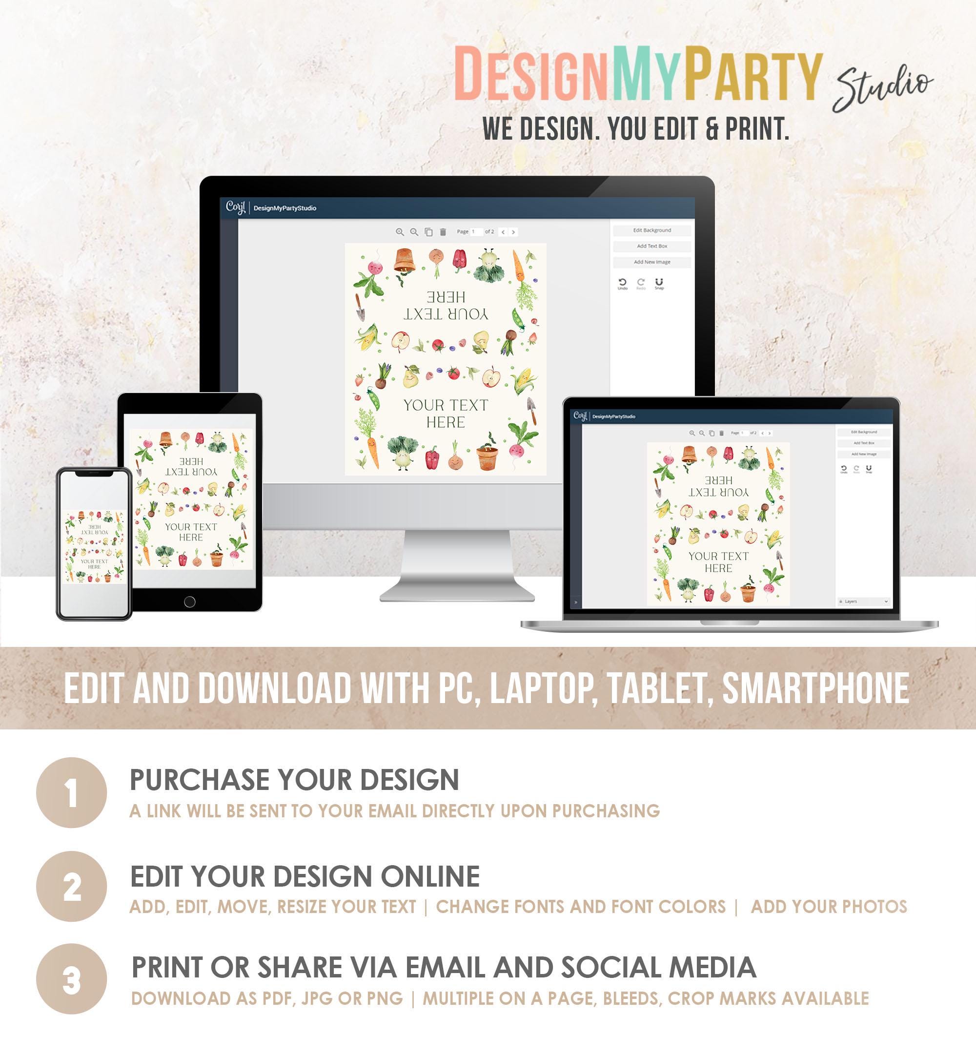 Editable Little Sprout Food Labels Locally Grown Baby Shower Birthday Party Fruits Vegetables Farmers Market Card Digital Template 0544