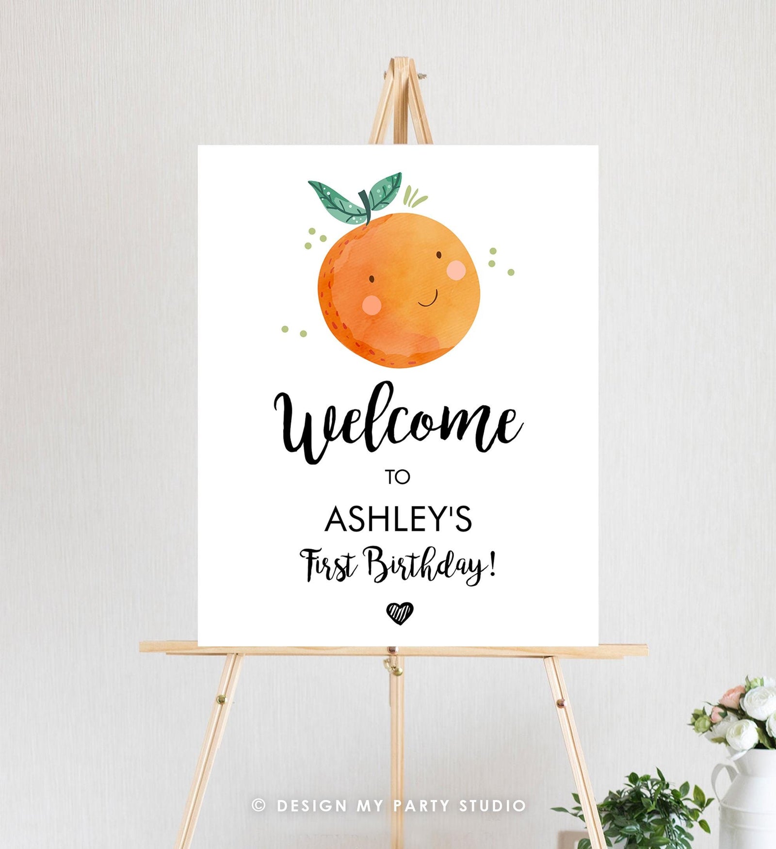 Editable Little Cutie Welcome Sign Birthday Party Clementine Orange First Birthday Citrus Cuties Digital Download Template Printable 0330