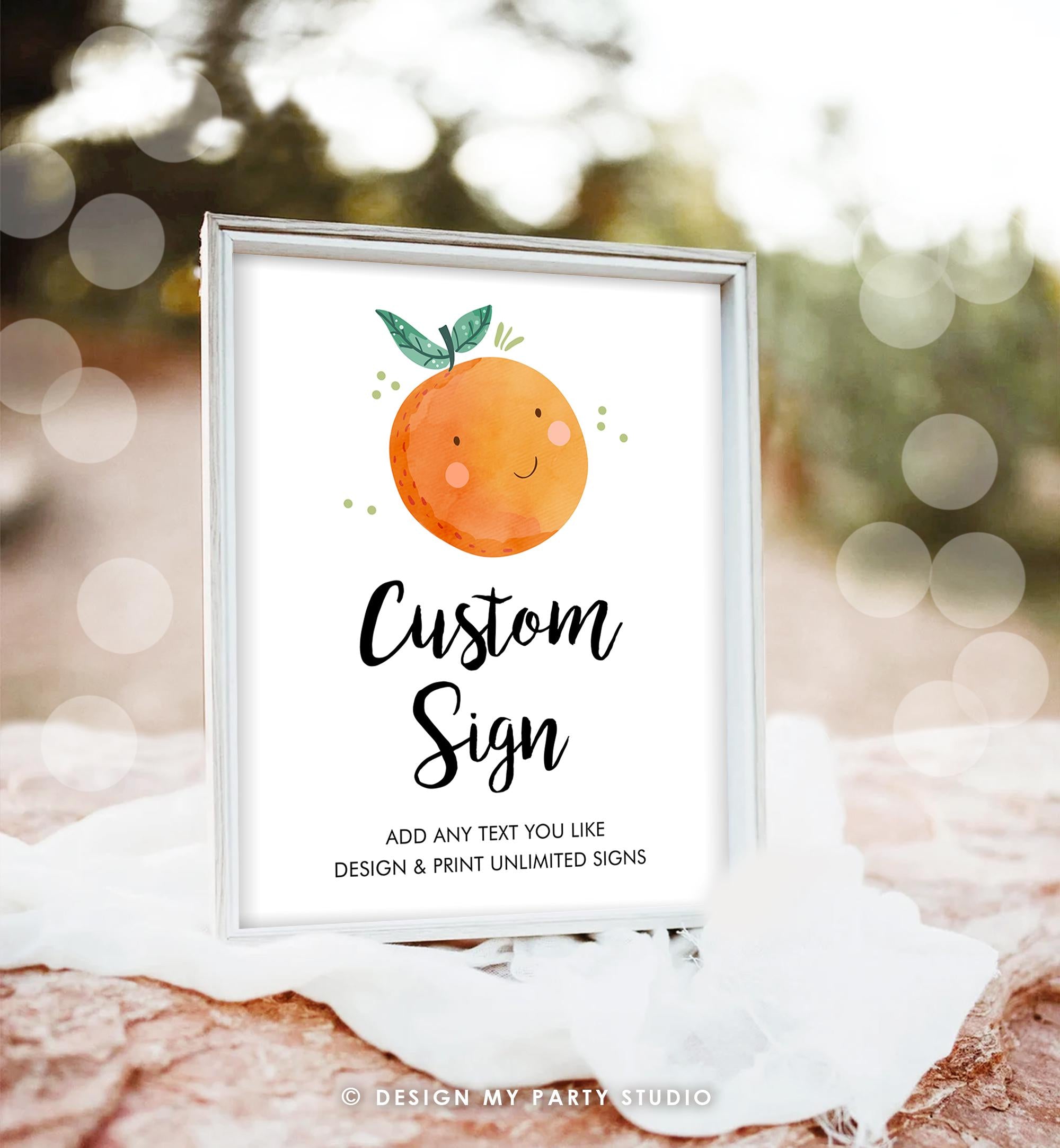 Editable Little Cutie Custom Sign Birthday Party Decor Neutral Clementine Orange Cuties First 1st Digital Download Template Printable 0330