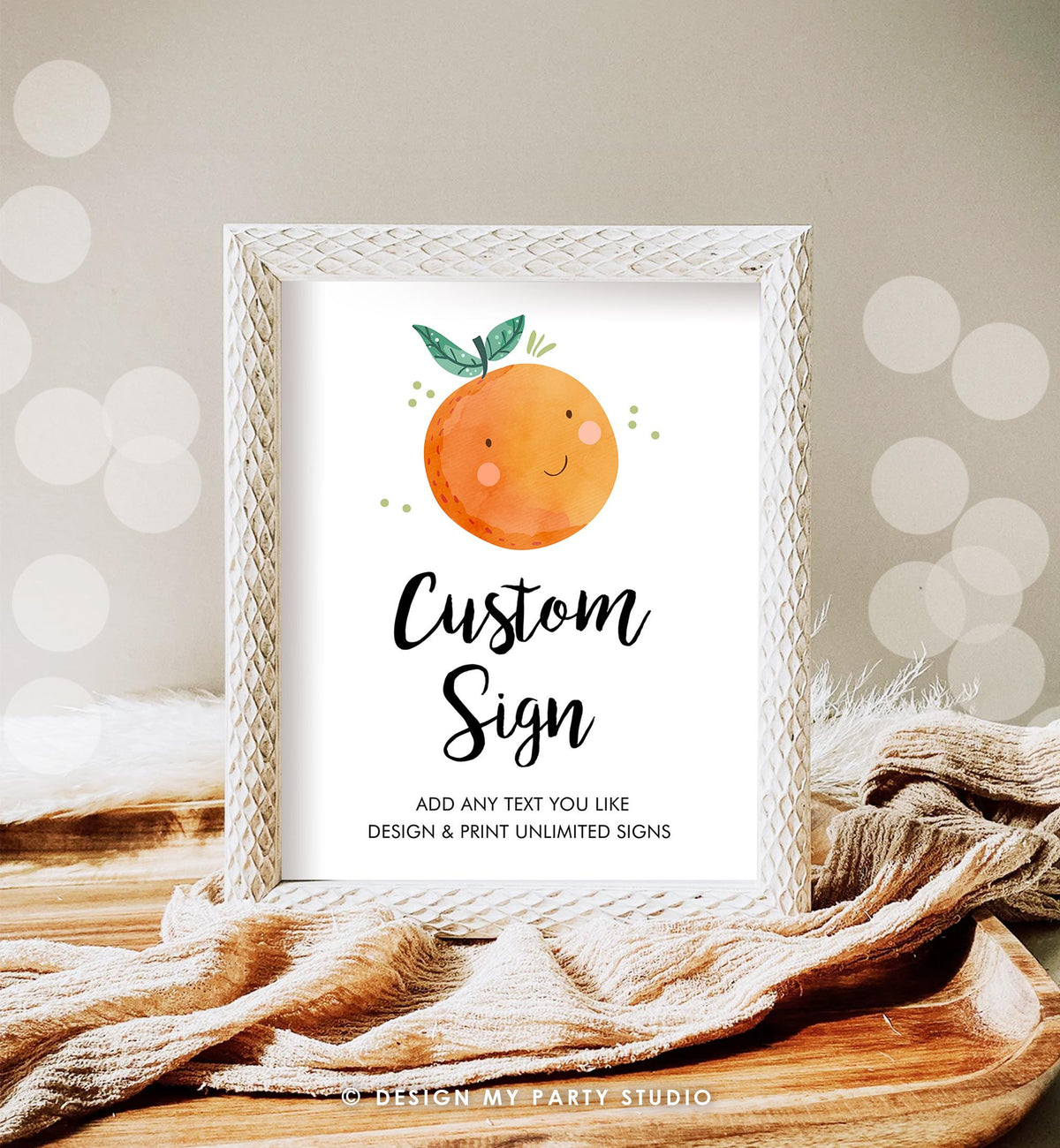 Editable Little Cutie Custom Sign Birthday Party Decor Neutral Clementine Orange Cuties First 1st Digital Download Template Printable 0330