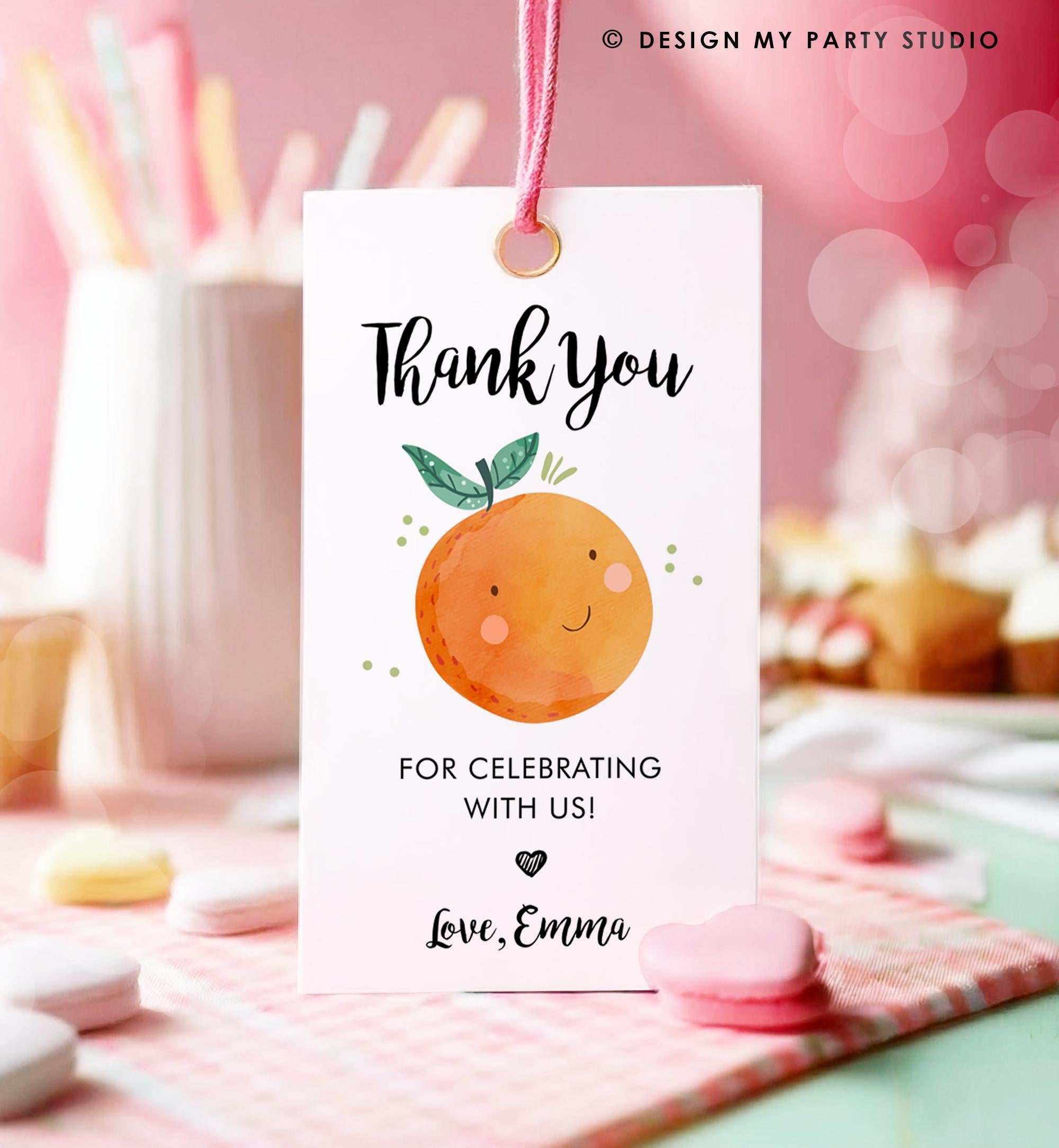 Editable Little Cutie Favor Tag Birthday Party Baby Shower Orange Clementine Cutie Gift Tag Digital Download Template Printable 0330