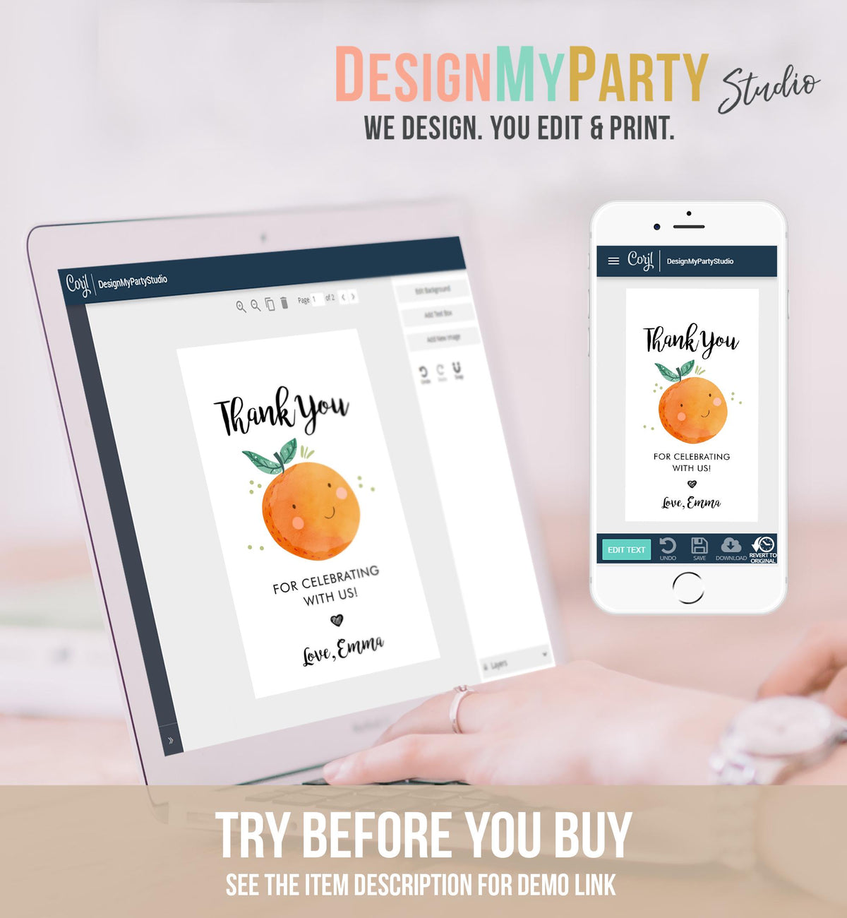 Editable Little Cutie Favor Tag Birthday Party Baby Shower Orange Clementine Cutie Gift Tag Digital Download Template Printable 0330