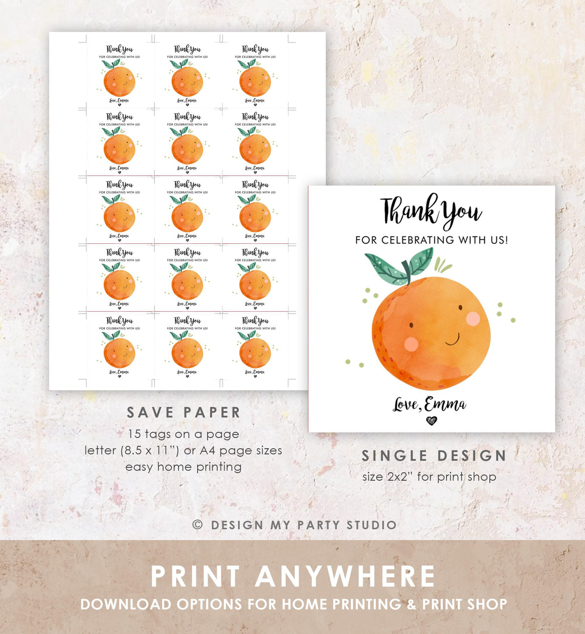 Editable Little Cutie Favor Tag Sticker Orange Clementine Birthday Baby Shower Gift Greenery Digital Download Template Printable 0330