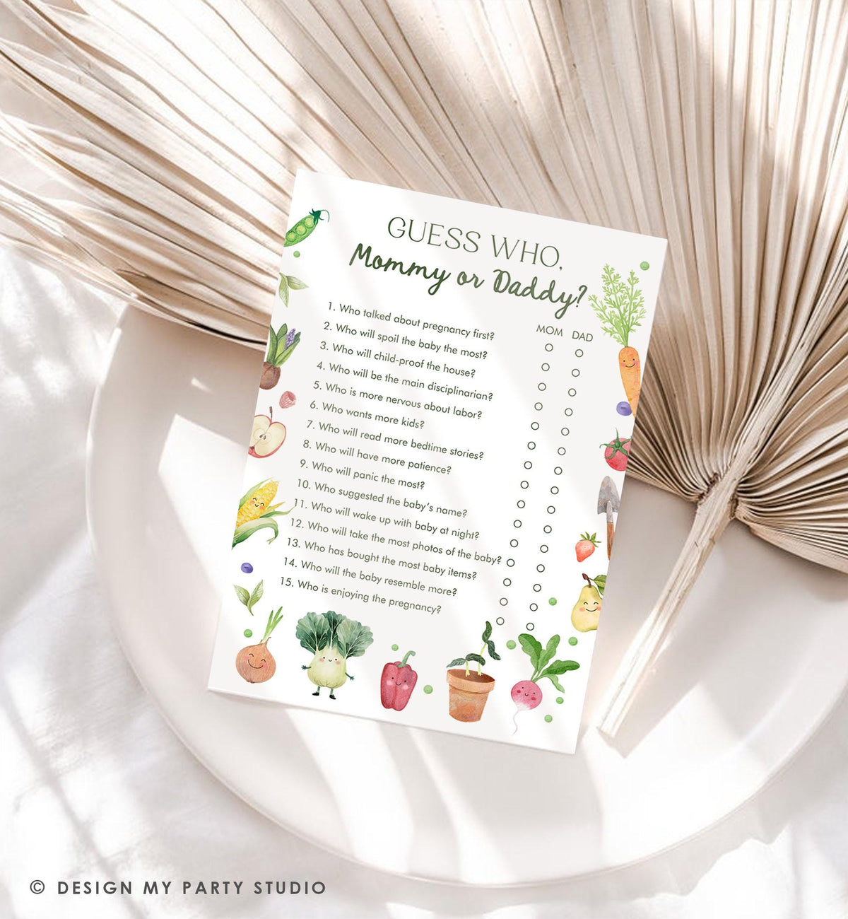 Editable Guess Who Mommy or Daddy Little Sprout Baby Shower Game Mom or Dad Farmers Market Locally Grown Digital Template Printable 0544
