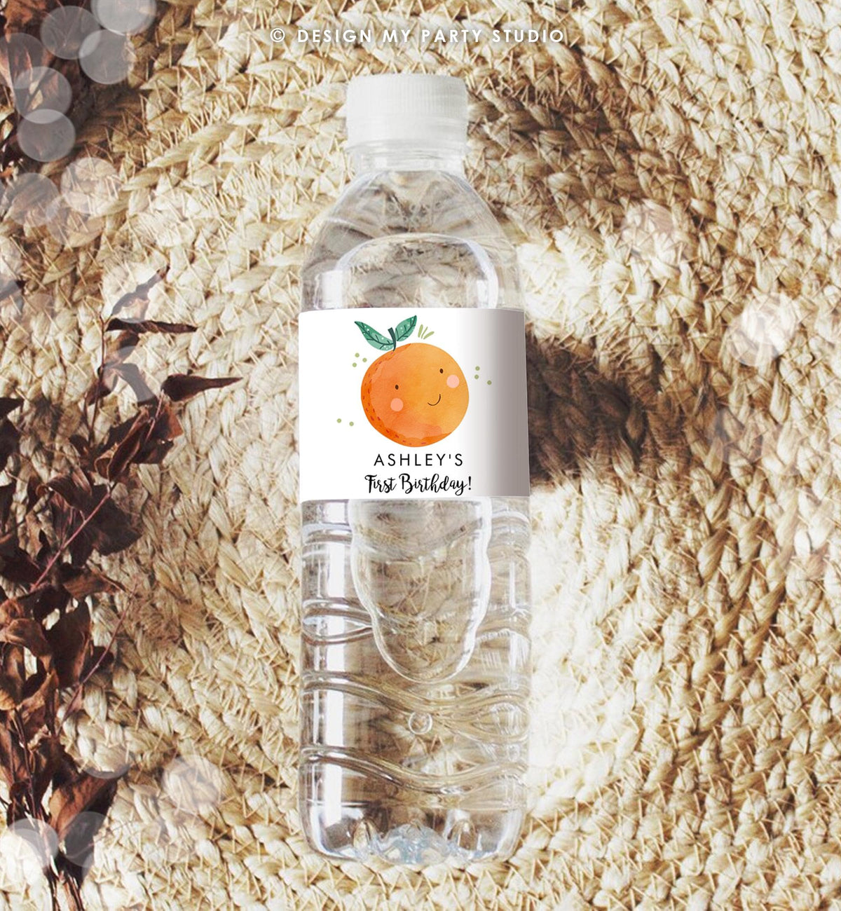 Editable Little Cutie Water Bottle Label First Birthday Party Baby Shower Clementine Cuties Orange Digital Download Template Printable 0330