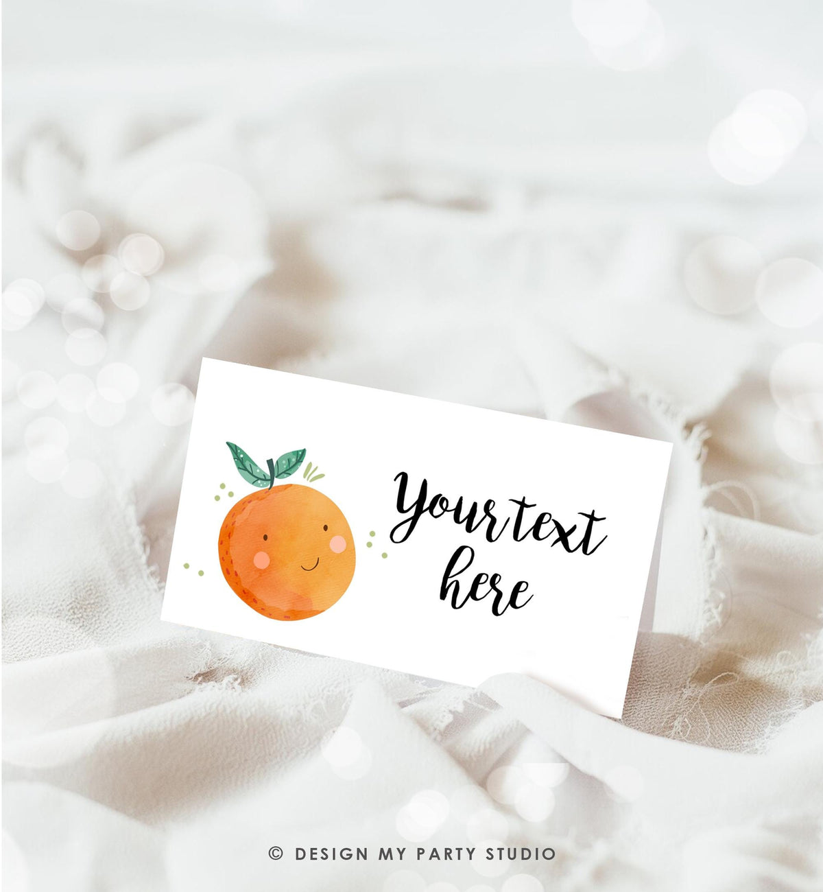 Editable Little Cutie Food Label Cutie Place Card Tent Folded Cutie Birthday Baby Shower Clementine Orange Digital Template Printable 0330