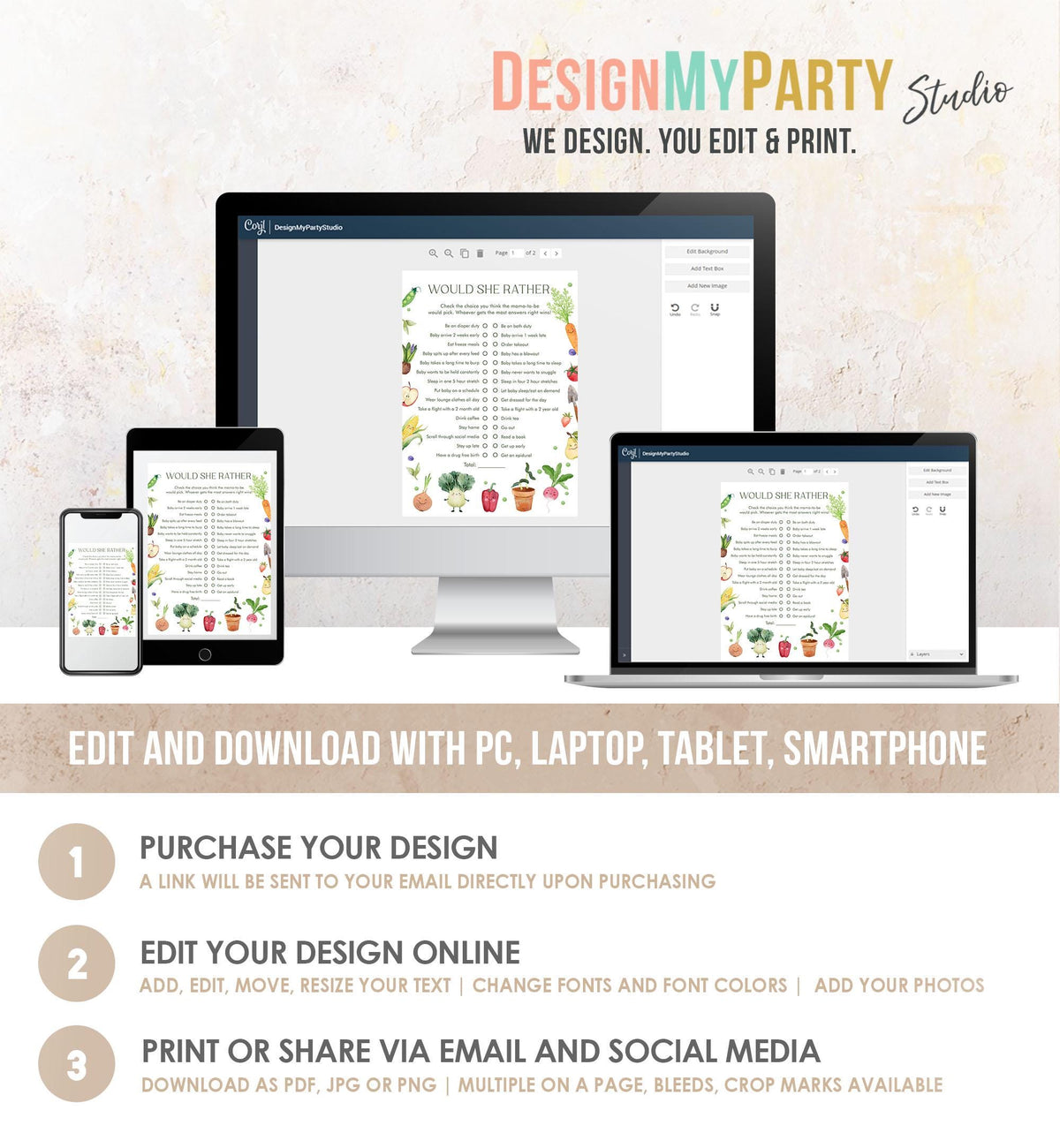 Editable Would She Rather Game Card Locally Grown Baby Shower Game Guess Game Farmers Market Little Sprout Digital Template Printable 0544