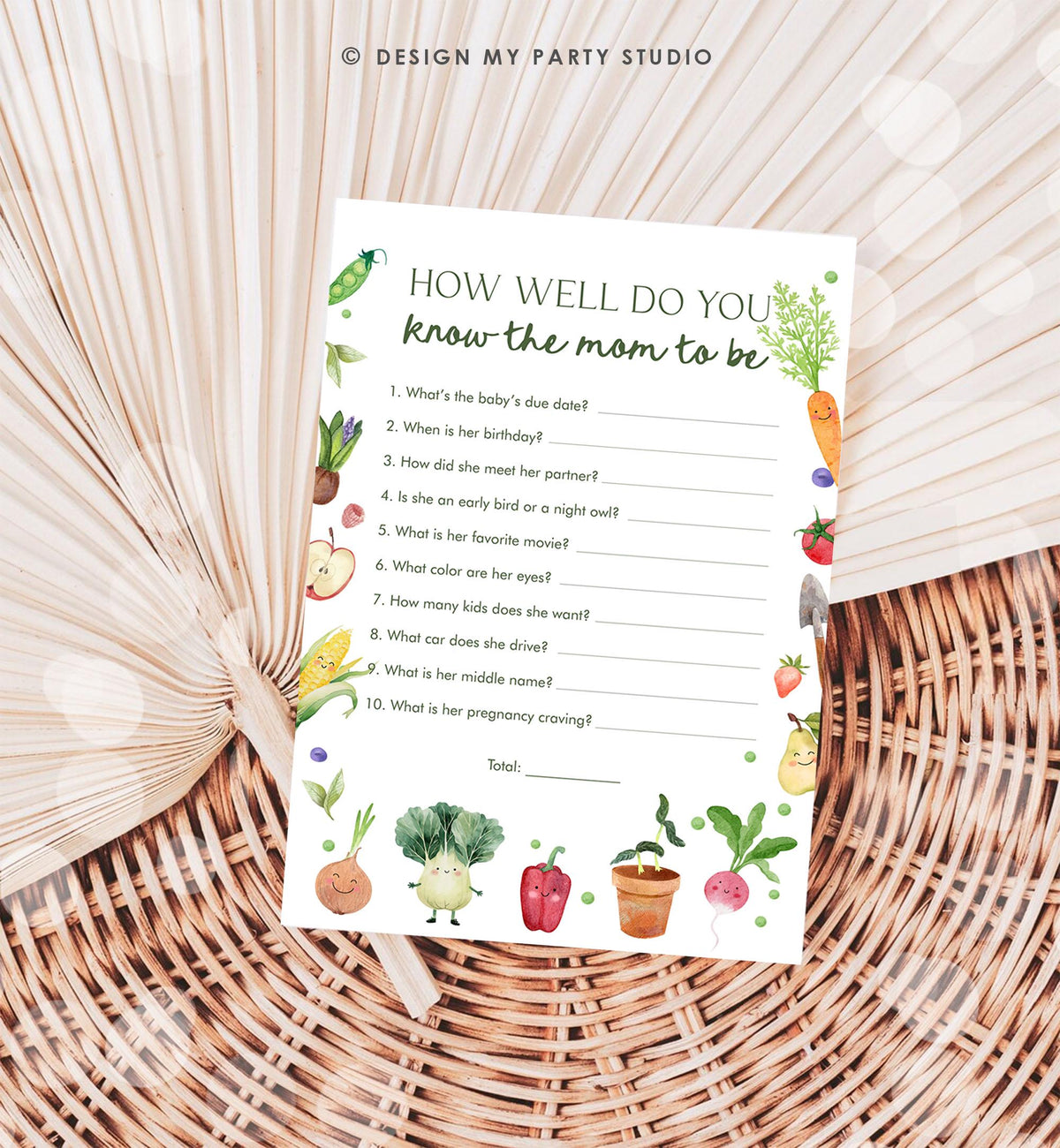 Editable How Well Do You Kow The Mom The Be baby Shower Game Card Little Sprout Farmers Market Locally Grown Digital Template Printable 0544