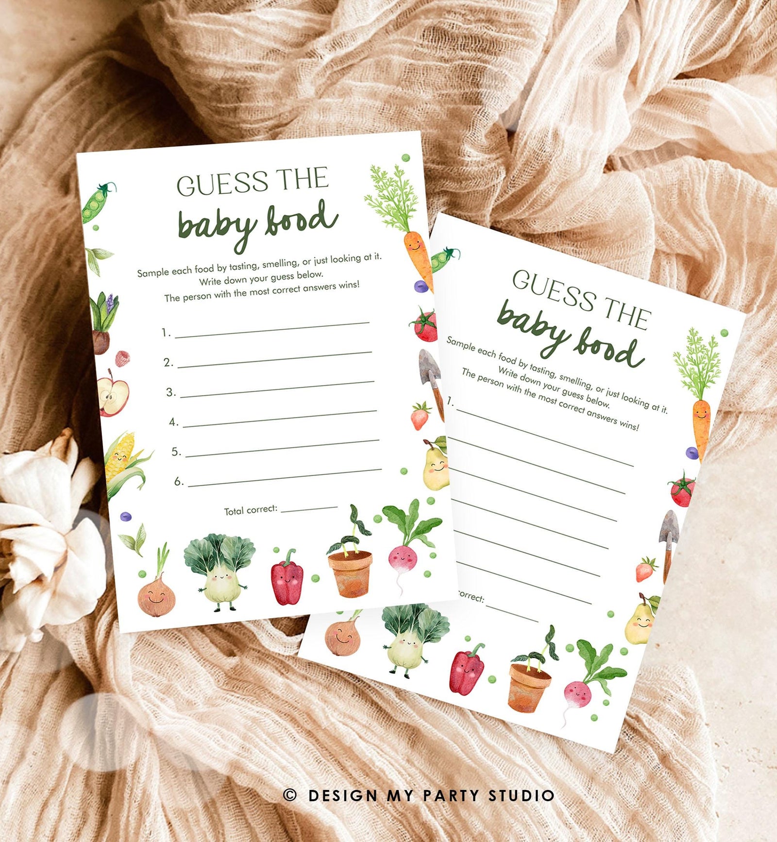 Editable Guess The Baby Food Baby Shower Game Food Guess Game Little Sprout Farmers Market Locally Grown Digital Template Printable 0544