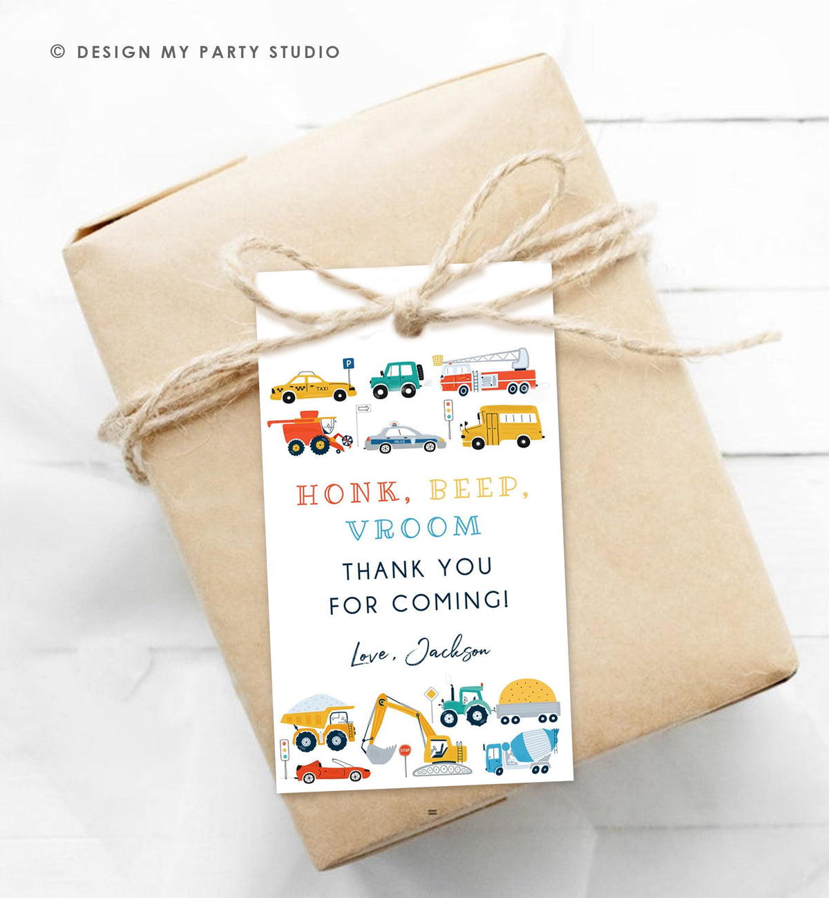 Editable Transportation Favor Tag Car Truck Driving By Boy Birthday Party Thank You Gift Tag Label Digital Download Template Printable 0533
