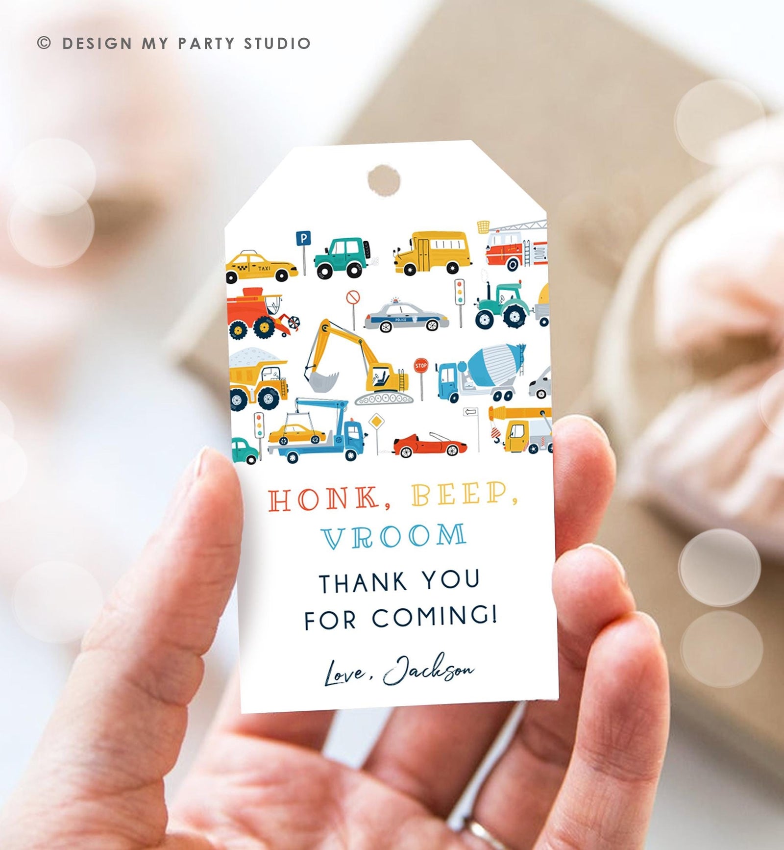 Editable Transportation Favor Tag Car Truck Driving By Boy Birthday Party Thank You Gift Tag Label Digital Download Template Printable 0533