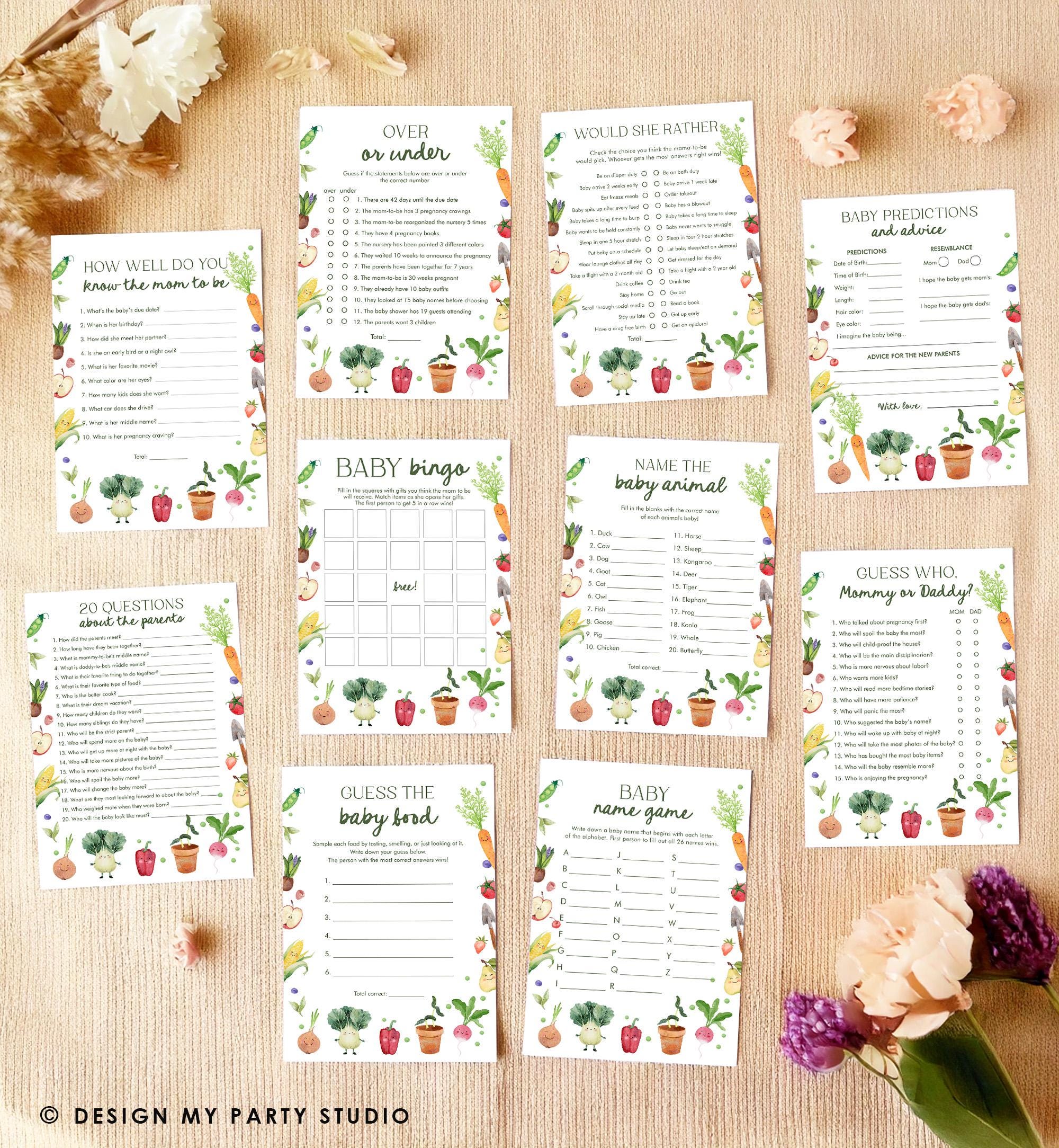 Editable Locally Grown Baby Shower Games Bundle Little Sprout Shower Farmers Market Gender Neutral Digital Download Template Printable 0544