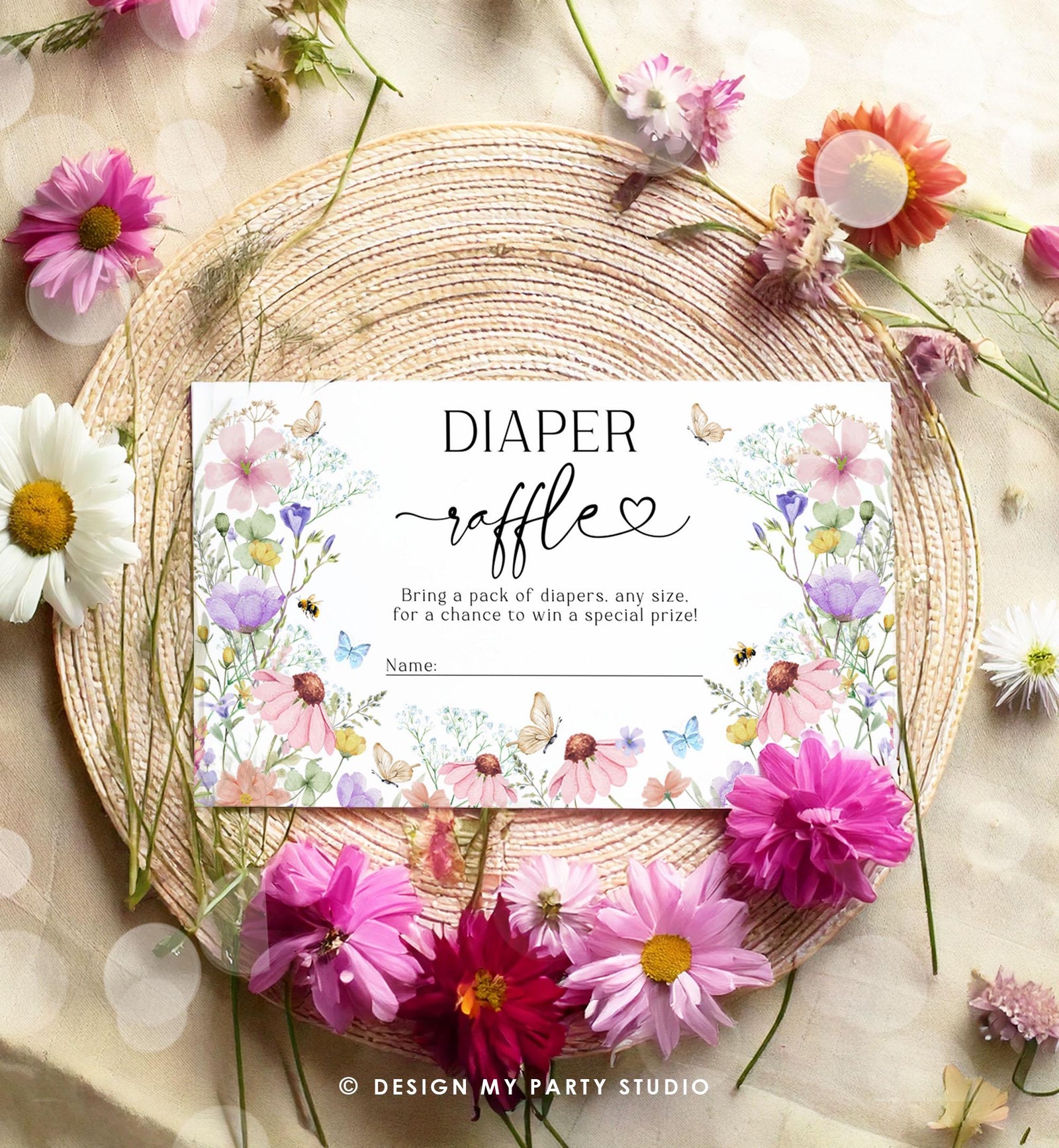 Editable Baby in Bloom Baby Shower Invitation Bundle Wildflower Baby Shower Invitation Suite Girl Digital Download Template Printable 0543