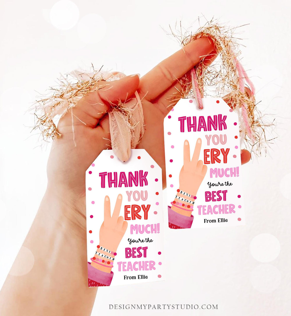 Editable Friendship Bracelet Teacher Appreciation Tag In Our Teacher Classroom School Favor Tag Era Gift Digital Template Printable 0464