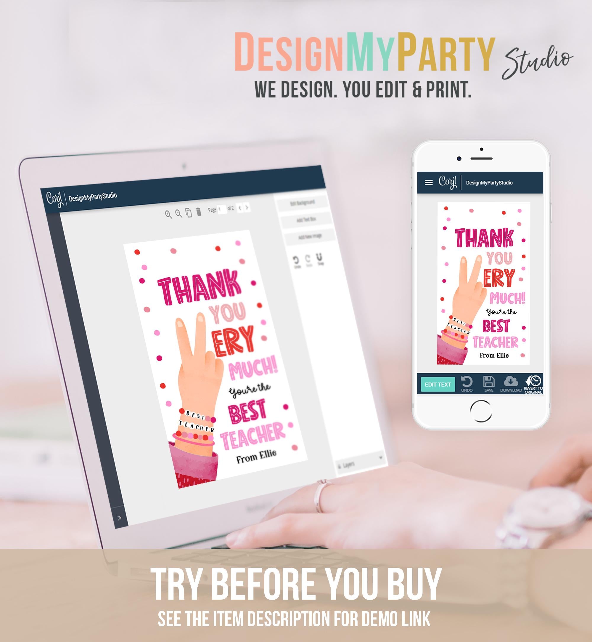 Editable Friendship Bracelet Teacher Appreciation Tag In Our Teacher Classroom School Favor Tag Era Gift Digital Template Printable 0464