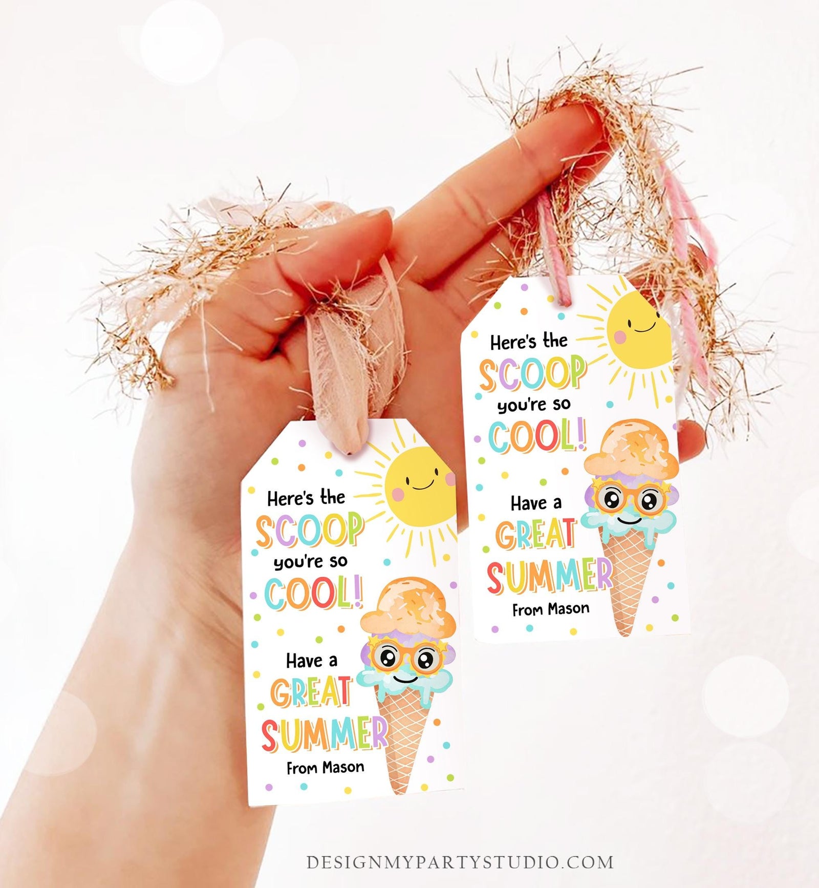 Editable Summer Ice Cream Teacher Appreciation Tag Kids End Of School Year Here's the Scoop Employee Nurse Digital Template Printable 0464