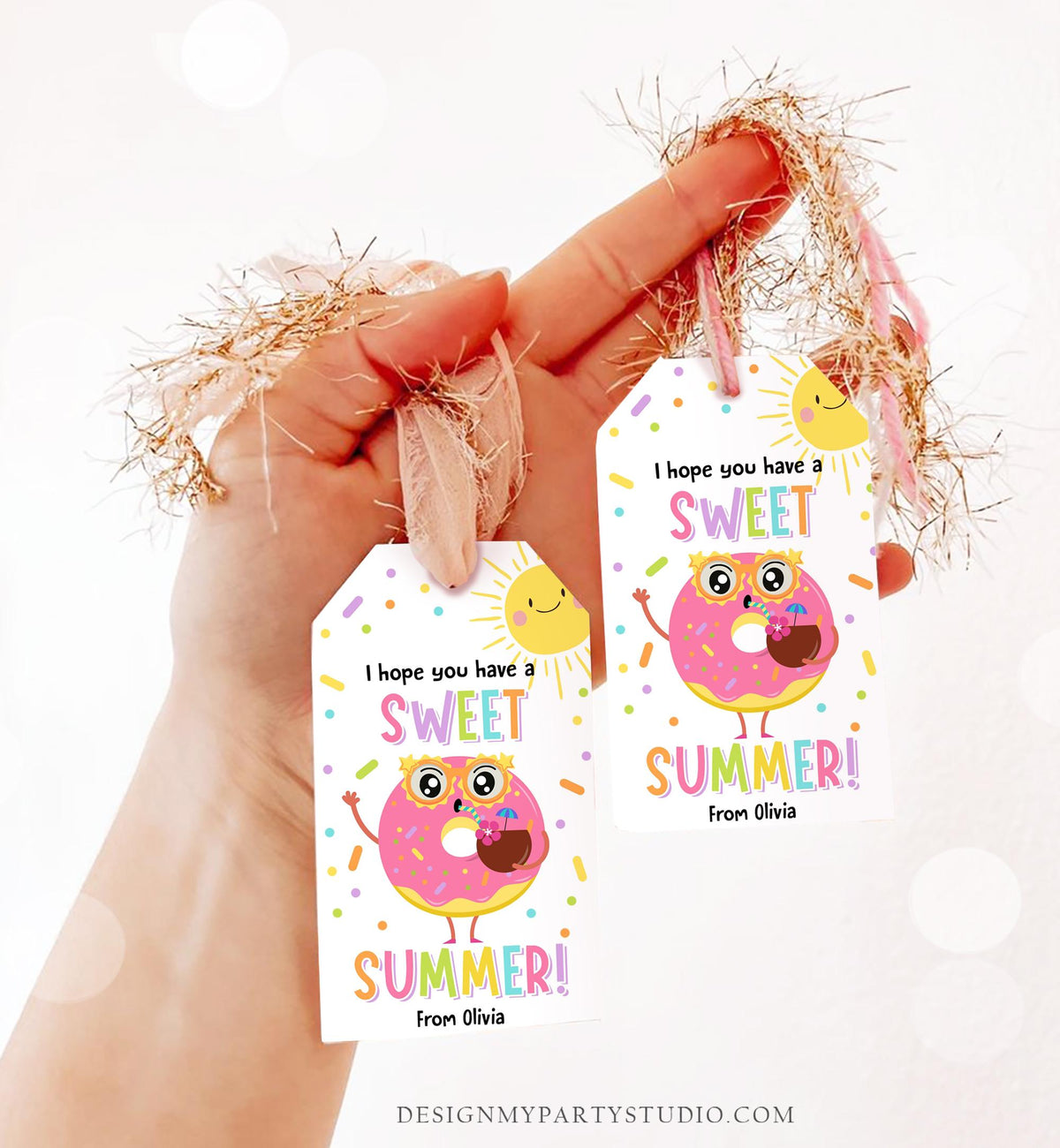 Editable Donut Sweet Summer Teacher Appreciation Tag End of Year Summer Classroom School Favor Tag Gift Digital Template Printable 0464