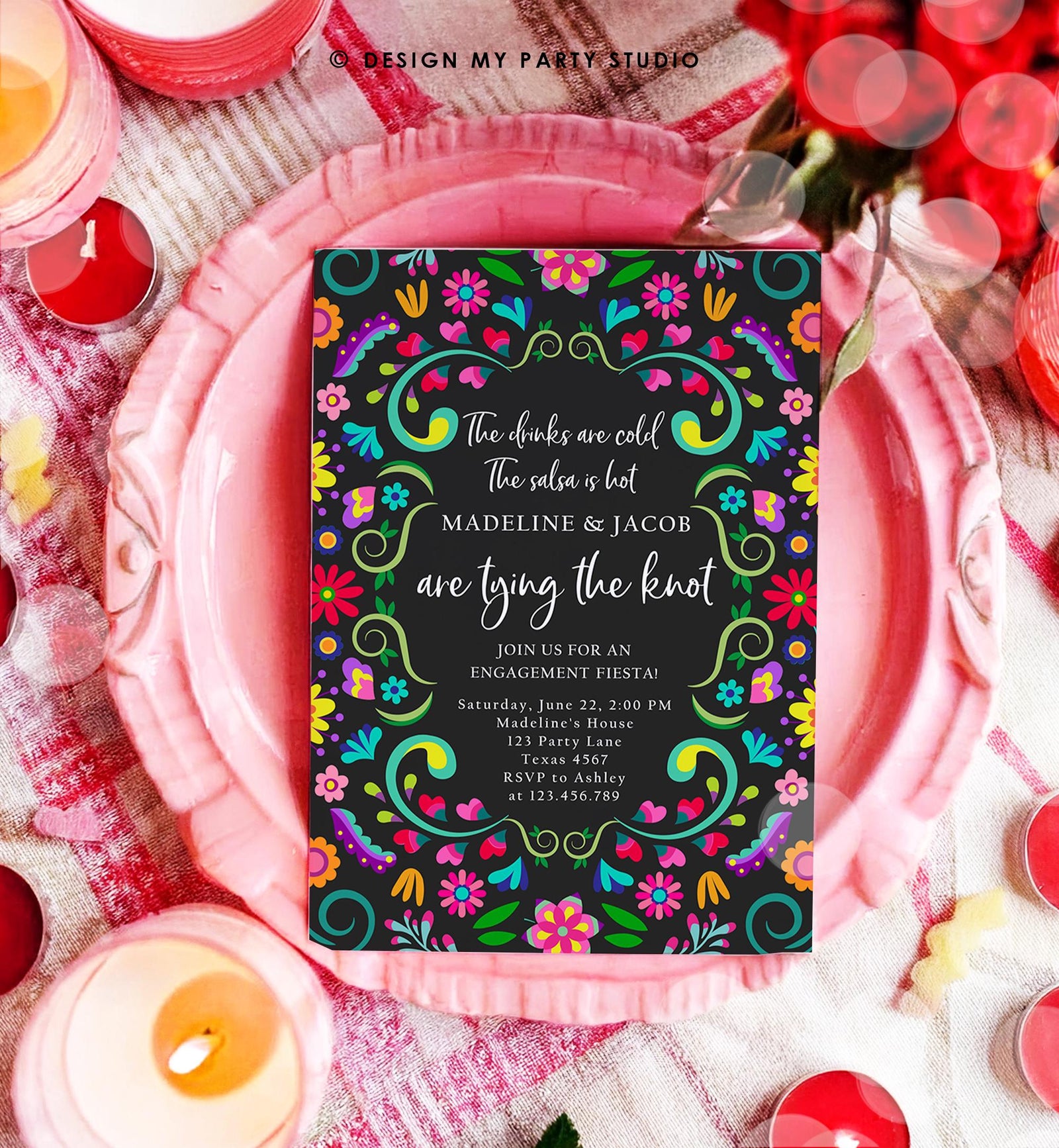 Editable Fiesta Engagement Invitation Mexico Couples Shower Bridal Mexico Wedding Shower Floral Digital Evite Template Printable 0466