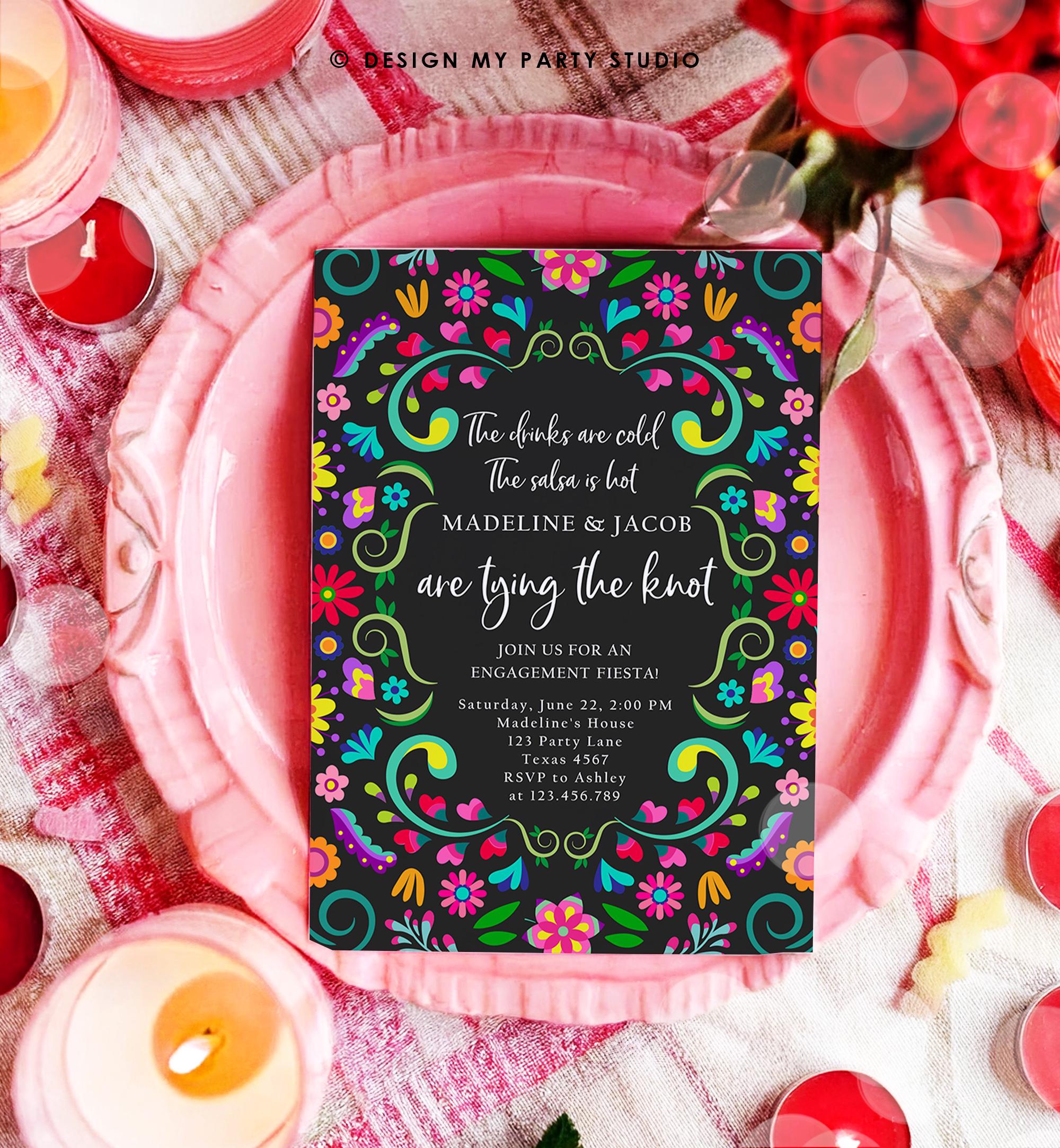 Editable Fiesta Engagement Invitation Mexico Couples Shower Bridal Mexico Wedding Shower Floral Digital Evite Template Printable 0466