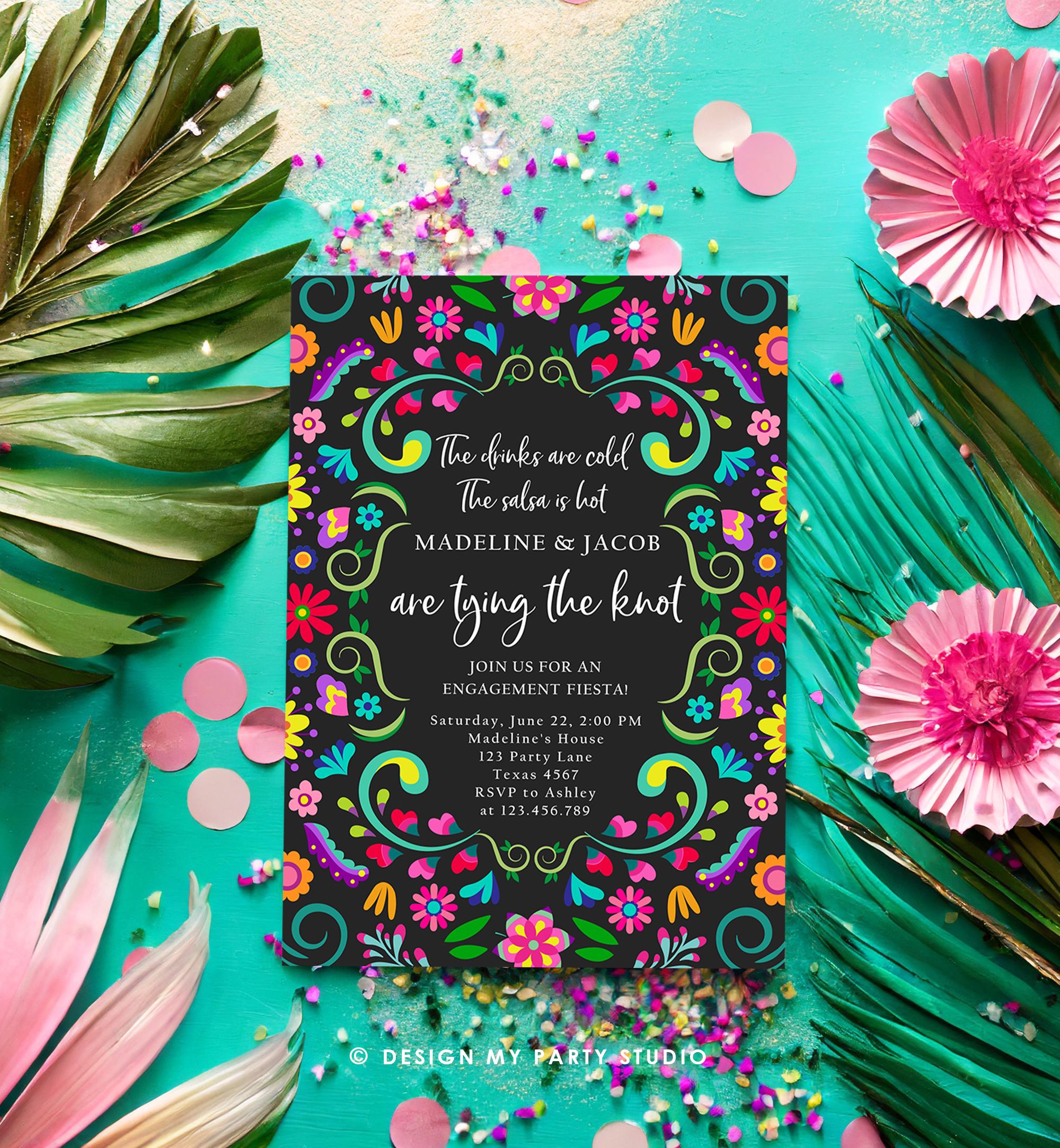 Editable Fiesta Engagement Invitation Mexico Couples Shower Bridal Mexico Wedding Shower Floral Digital Evite Template Printable 0466