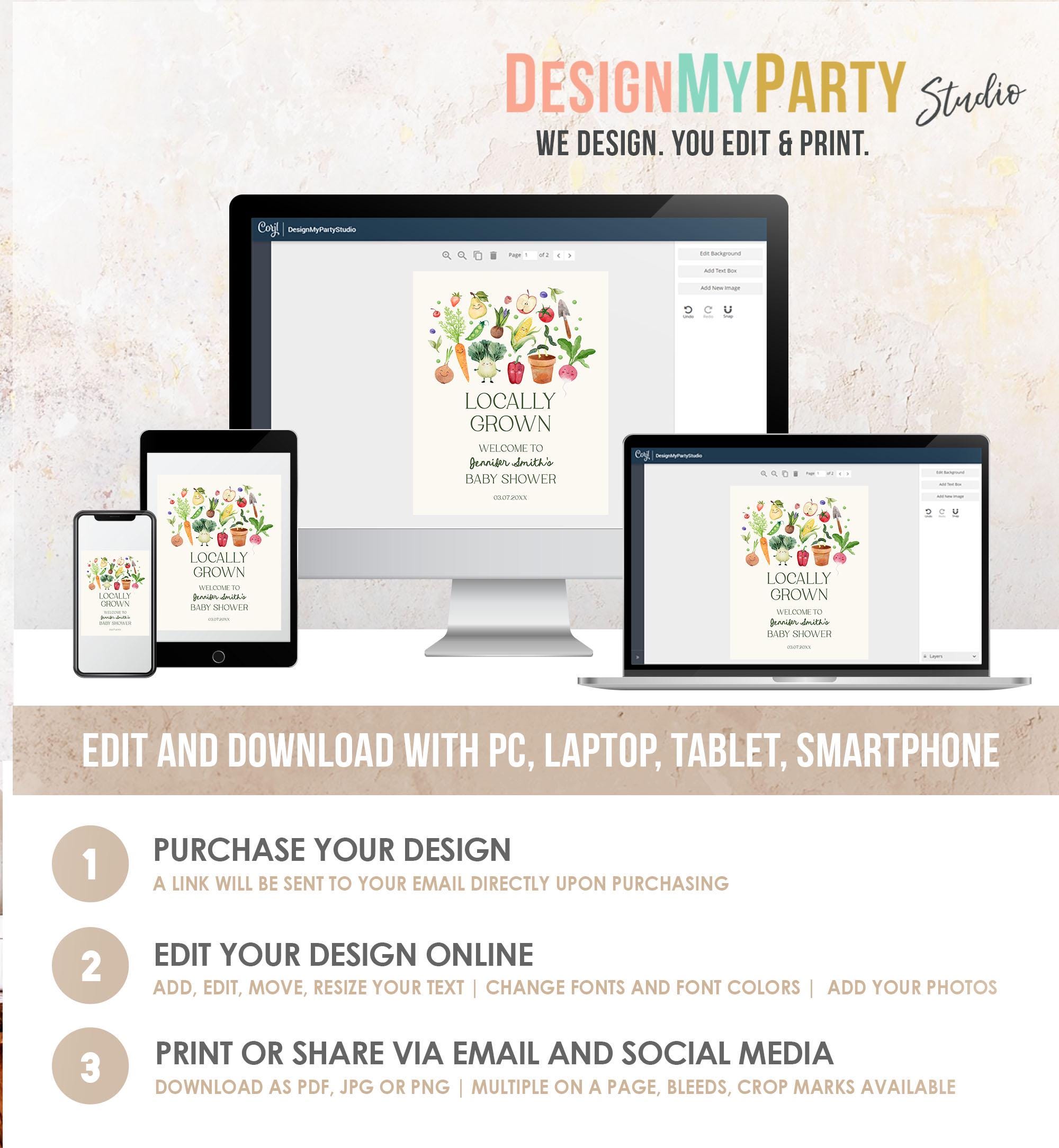 Editable Locally Grown Baby Shower Welcome Sign Farmers Market Fruit Vegetable Market Little Sprout Garden Download Template Printable 0544