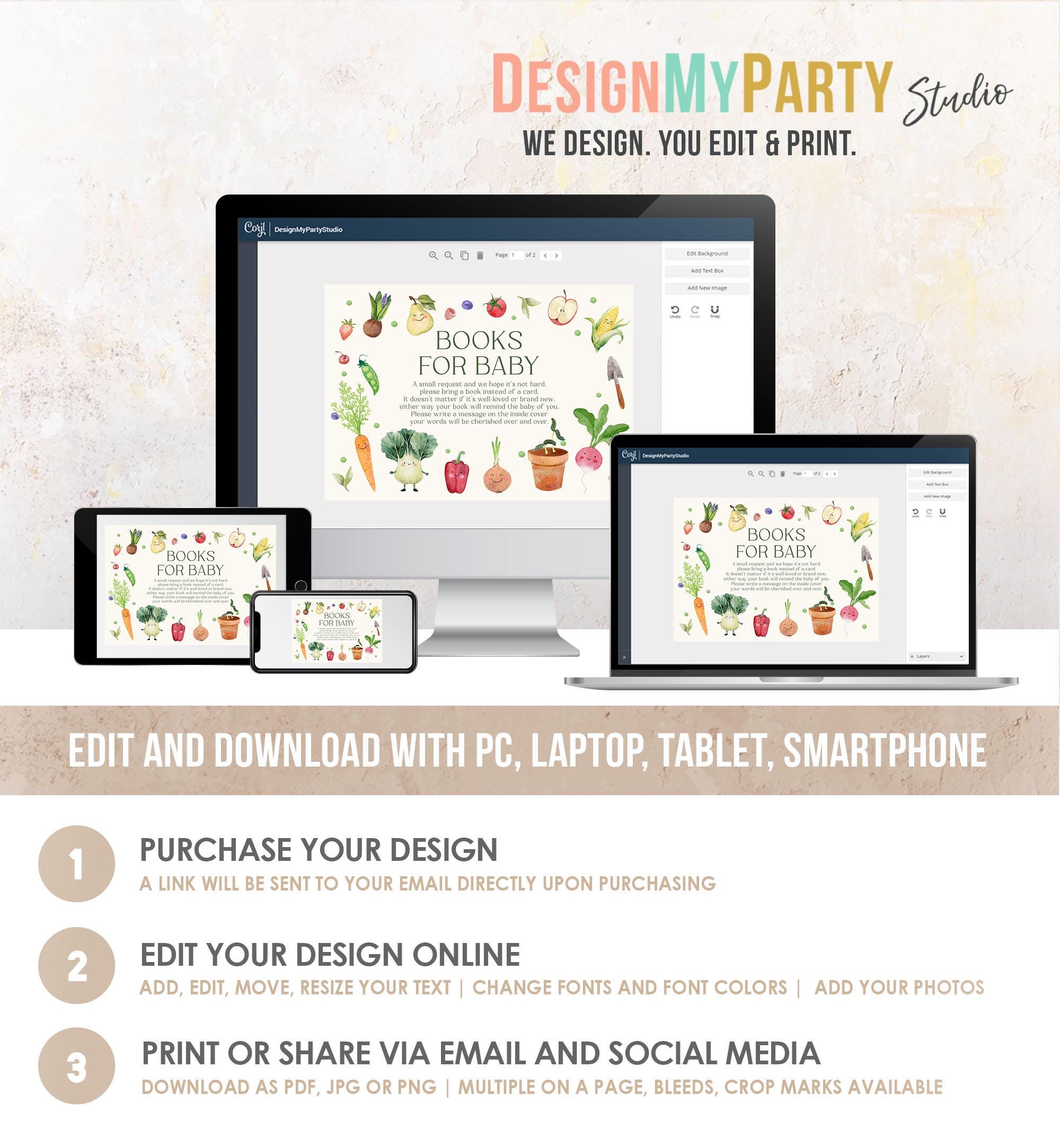 Editable Baby in Bloom Bring a Book Card Bloom Baby Shower Book Insert Books for Baby Farmers Market Neutral Digital Template Printable 0544