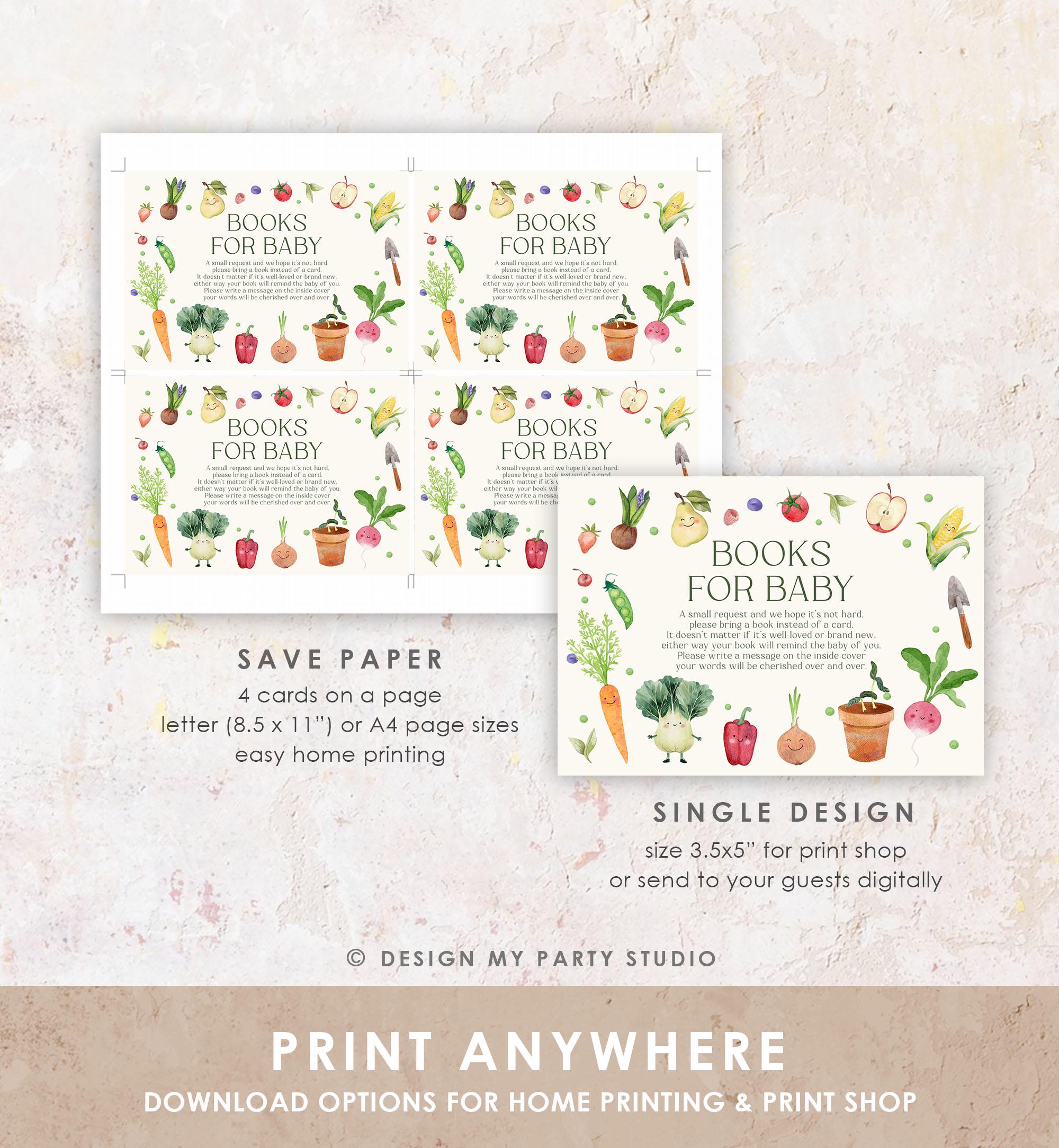 Editable Baby in Bloom Bring a Book Card Bloom Baby Shower Book Insert Books for Baby Farmers Market Neutral Digital Template Printable 0544