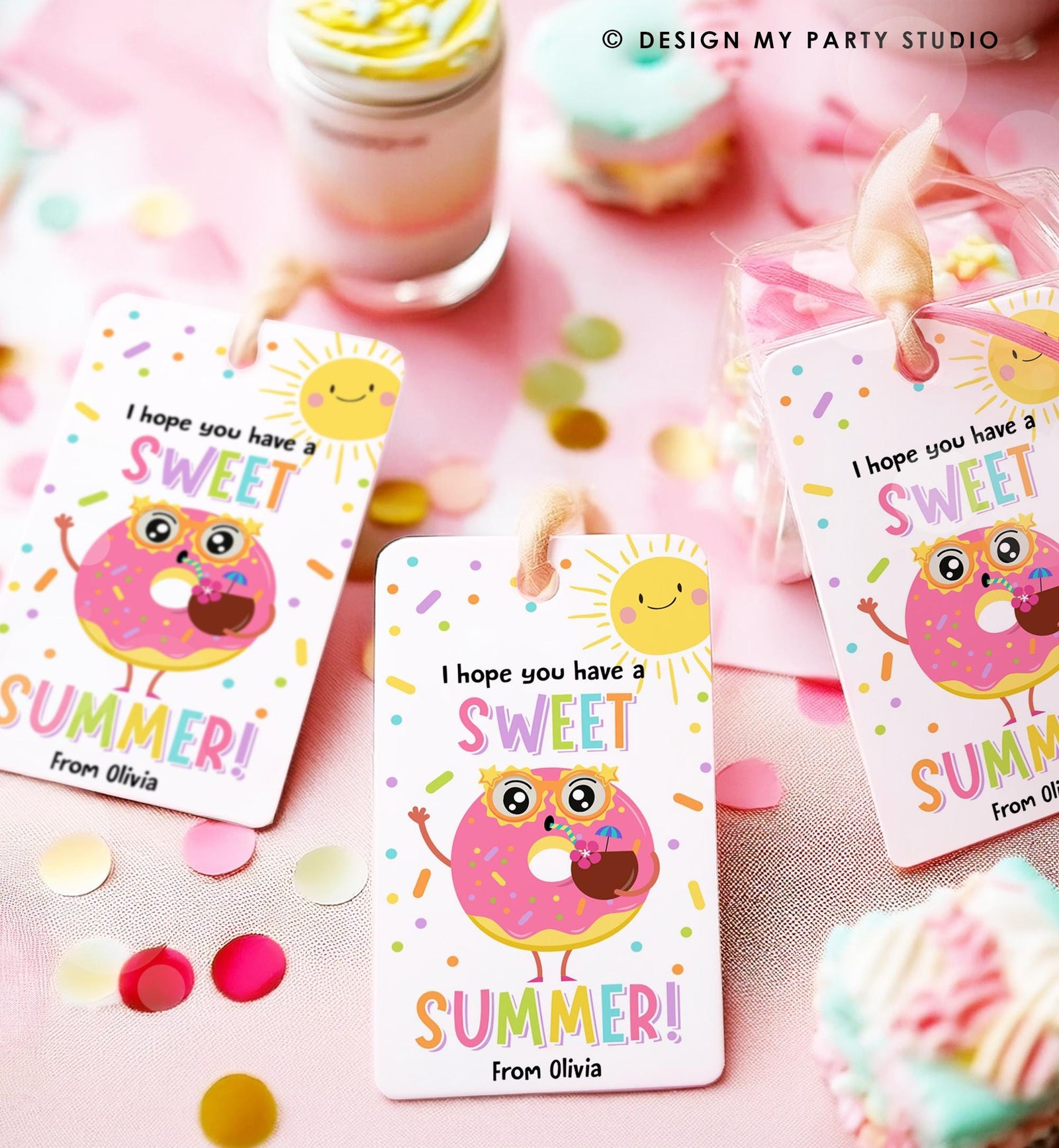 Editable Donut Sweet Summer Teacher Appreciation Tag End of Year Summer Classroom School Favor Tag Gift Digital Template Printable 0464