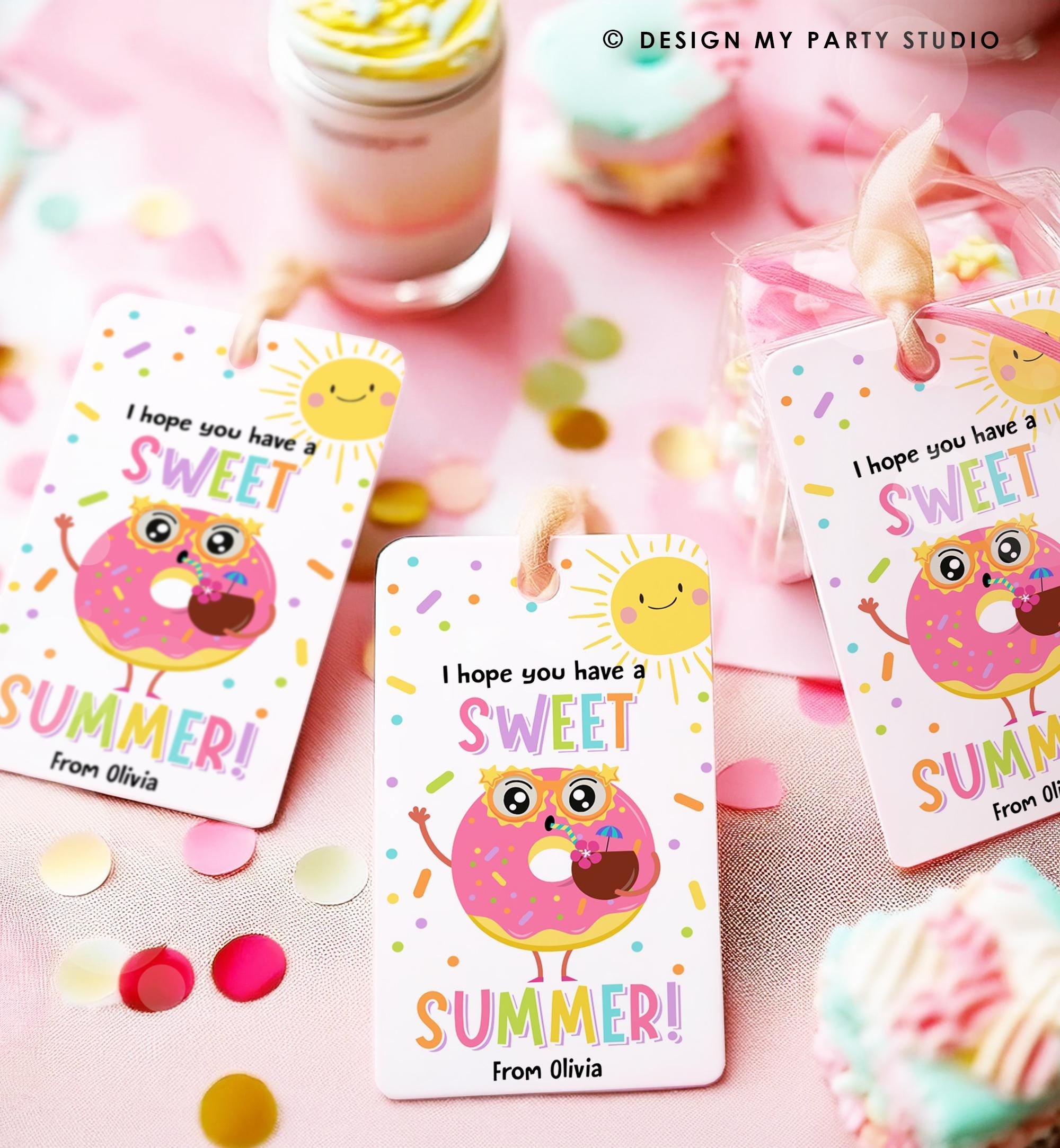 Editable Donut Sweet Summer Teacher Appreciation Tag End of Year Summer Classroom School Favor Tag Gift Digital Template Printable 0464