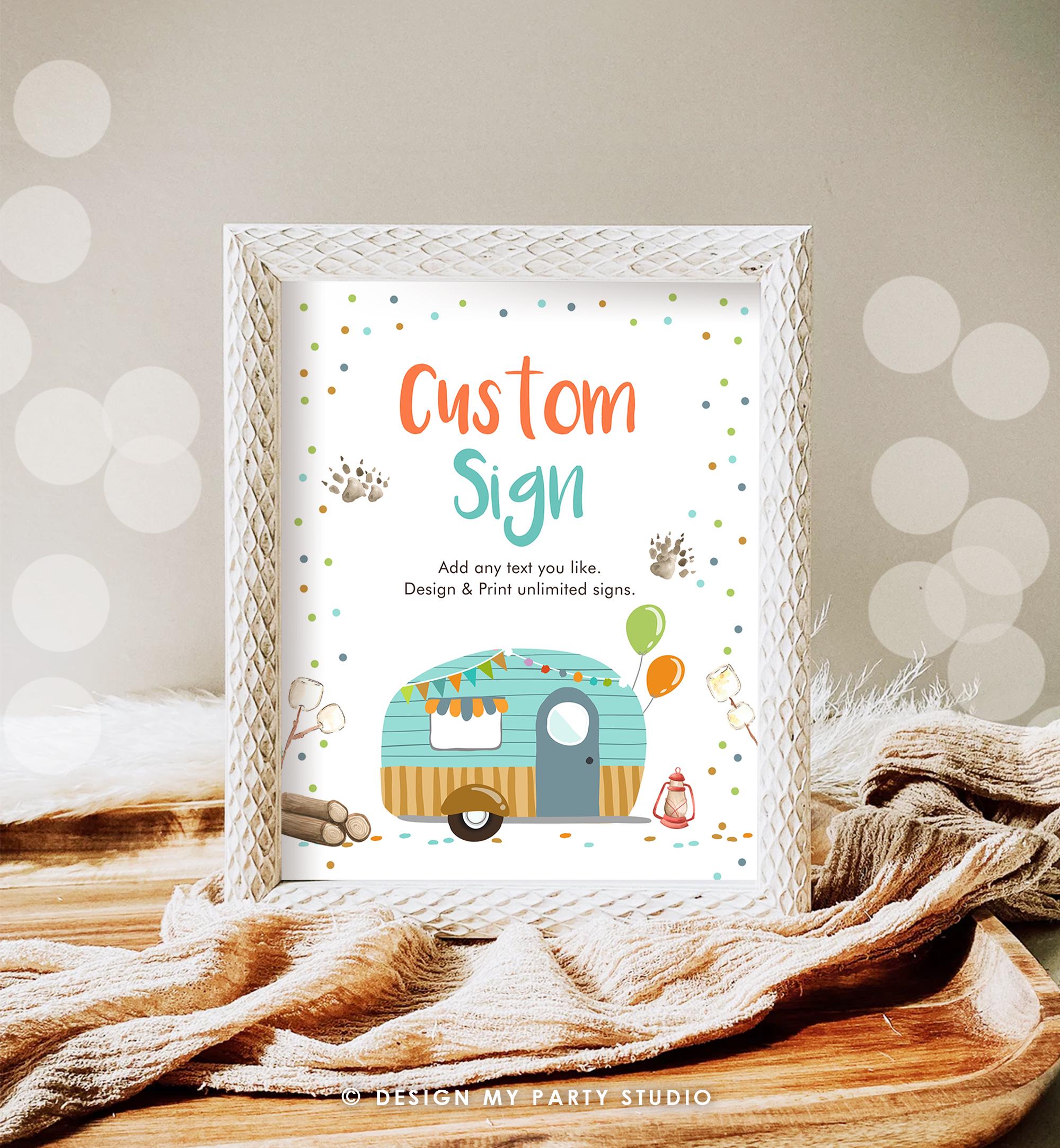 Editable Custom Sign Happy Camper Glamping Camping Birthday Party Boy Outdoor Table Decoration Digital Download Template Printable 0342
