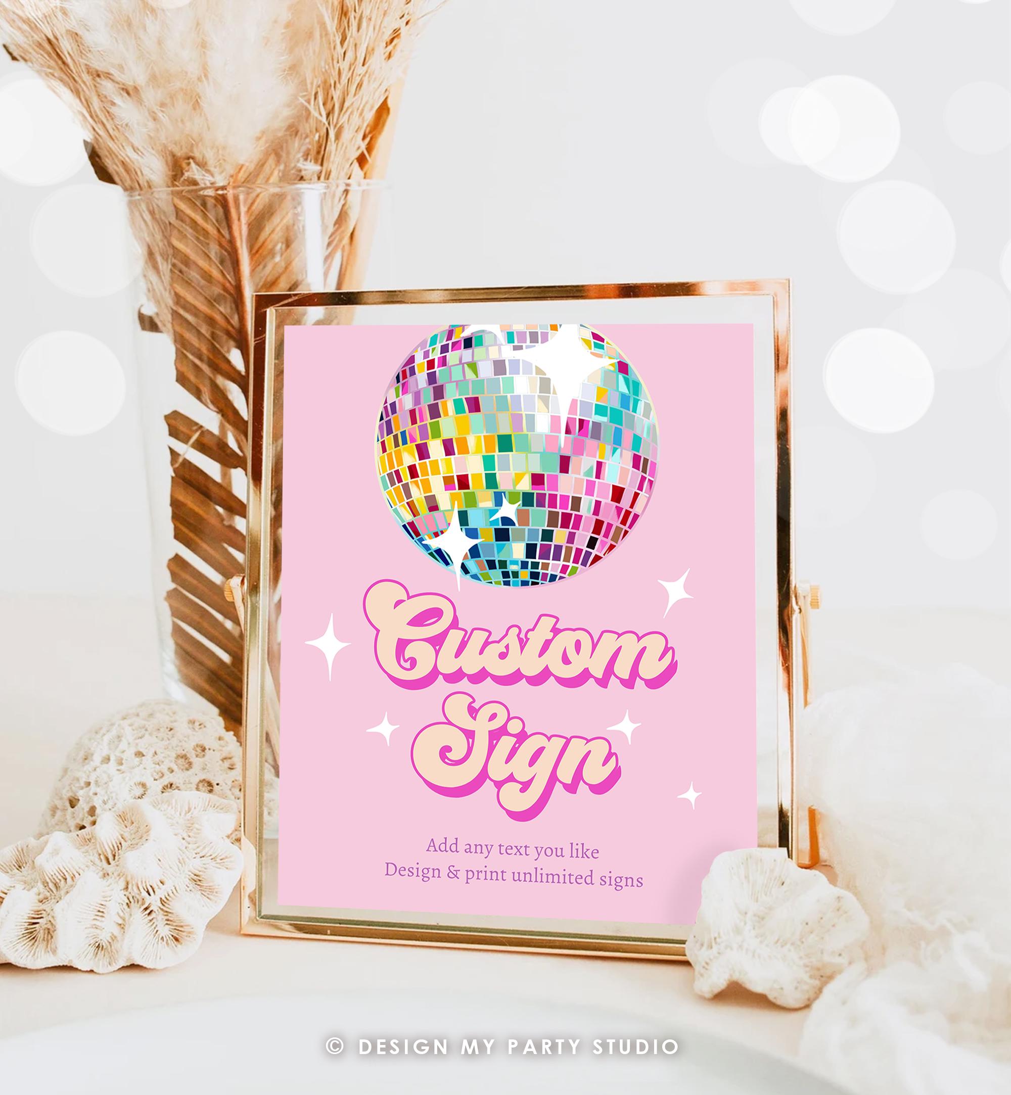 Editable Disco Custom Sign Let's Disco Pink Dance Adult 70s Party Retro Groovy Birthday Shower Digital Download Template Printable 0501