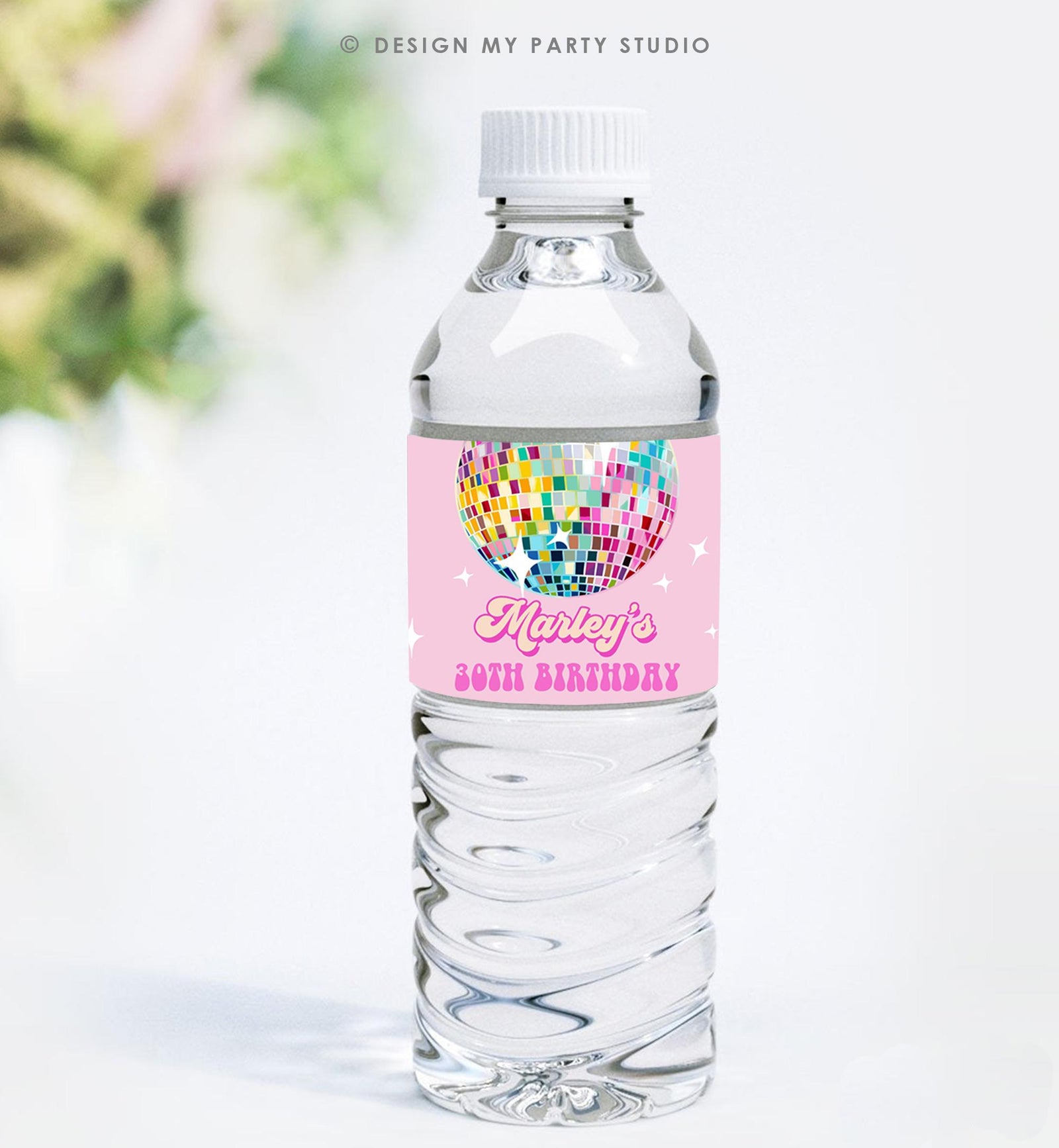 Editable Disco Water Bottle Labels Let's Disco Ball Retro Groovy Adult 70s Party Decor Birthday Pink Digital Template Printable 0501