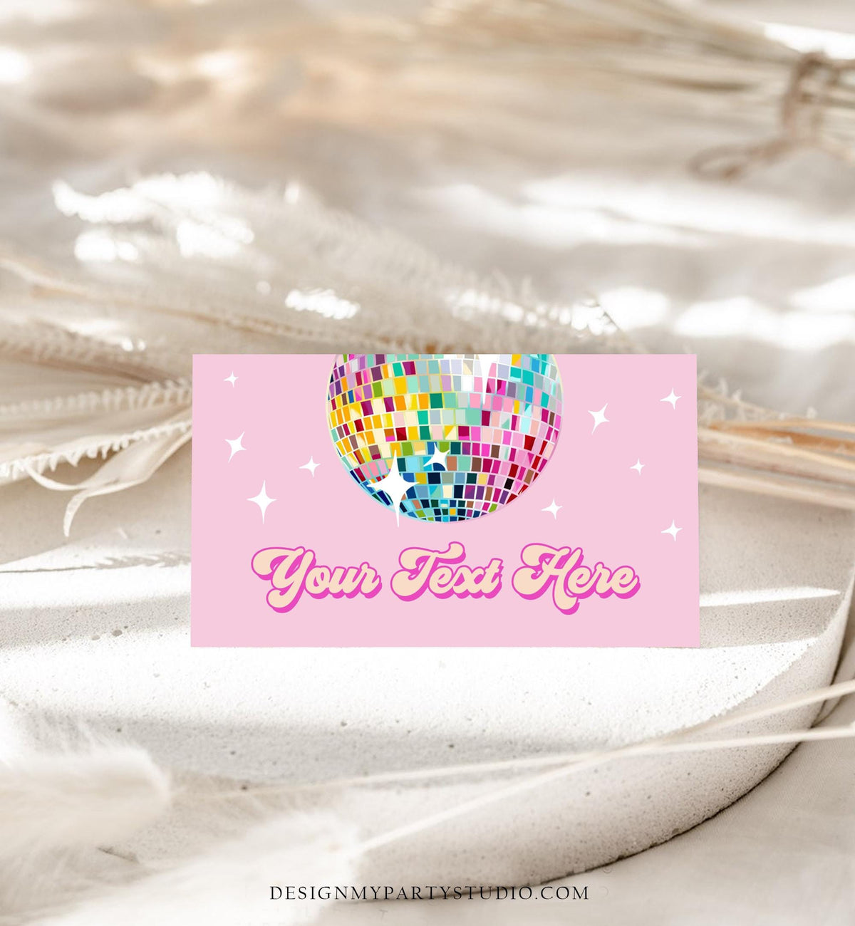 Editable Disco Food Label Let&#39;s Disco 70s Party Birthday Shower Place Card Tent Buffet Pink Girl Retro Digital Template Printable 0501