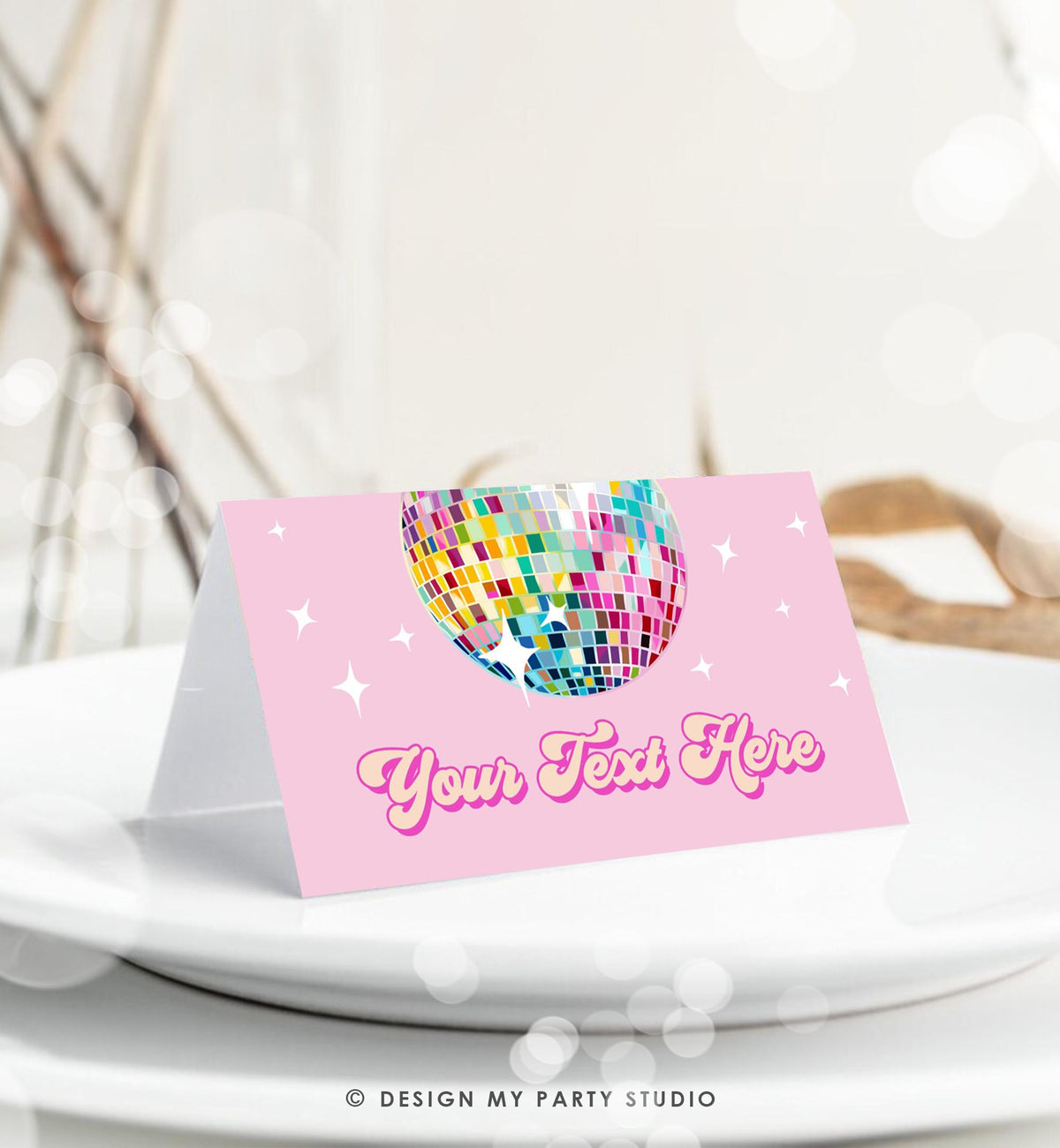 Editable Disco Food Label Let&#39;s Disco 70s Party Birthday Shower Place Card Tent Buffet Pink Girl Retro Digital Template Printable 0501