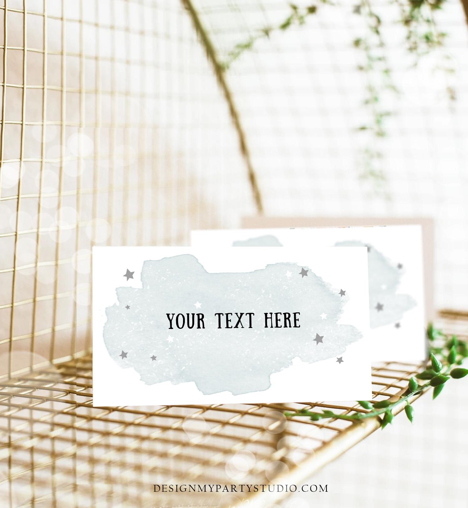 Editable Food Labels Outer Space Birthday Galaxy Food Labels Place Card Tent Insert Astronaut Around the Sun Silver Template Printable 0357