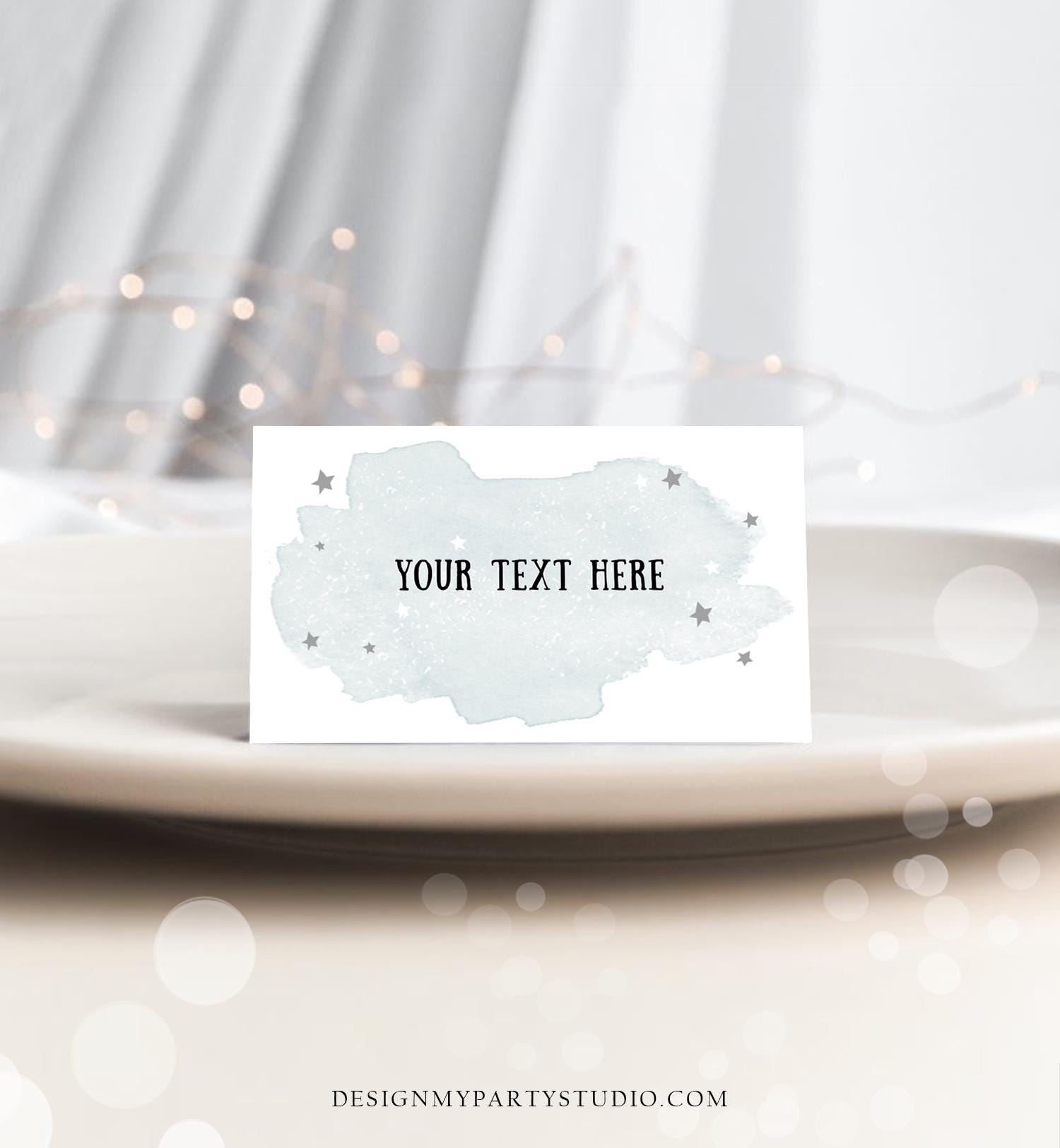 Editable Food Labels Outer Space Birthday Galaxy Food Labels Place Card Tent Insert Astronaut Around the Sun Silver Template Printable 0357