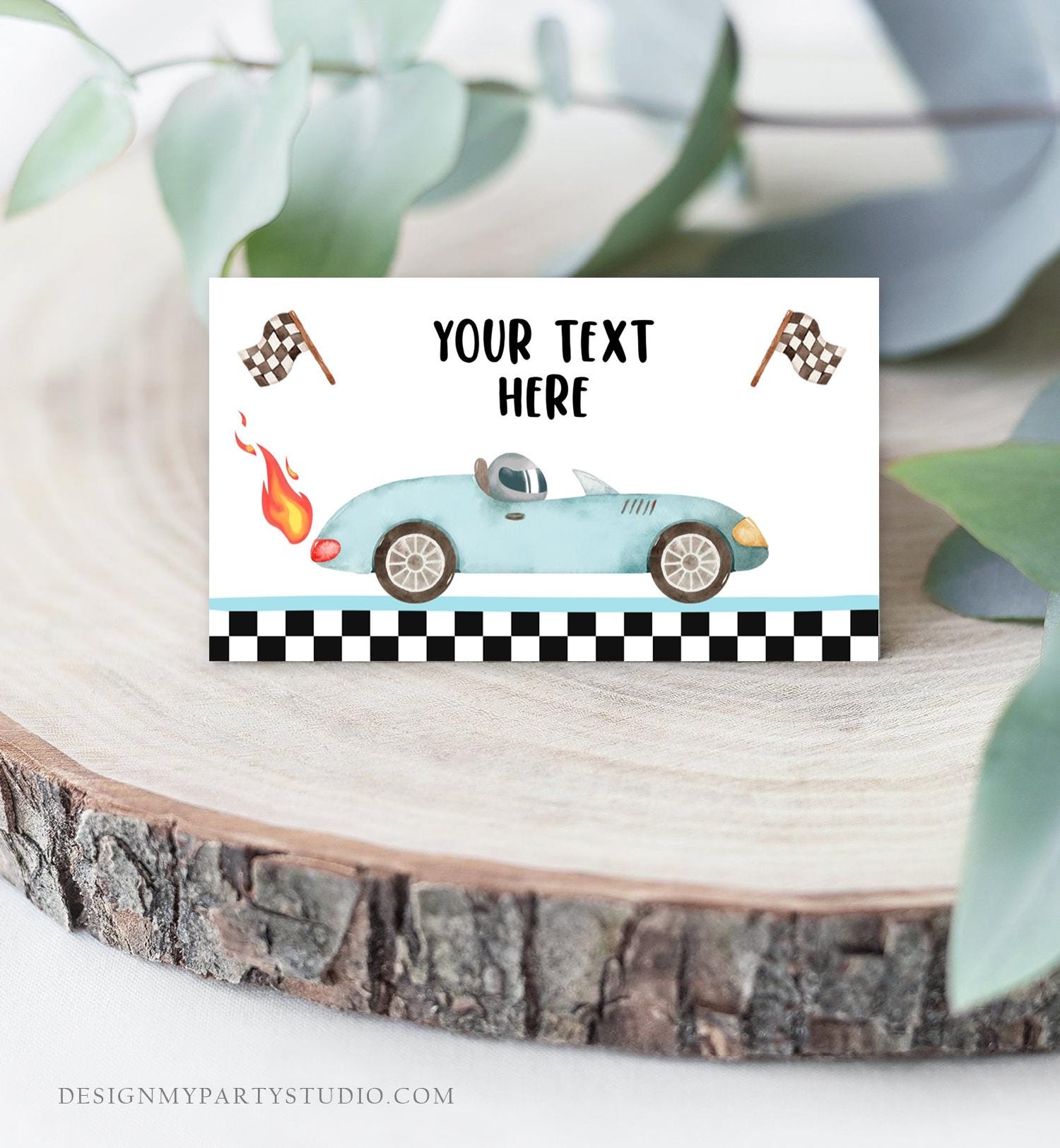 Editable Food Labels Race Car Birthday Racing Food Labels Place Tent Insert Card Growing Up Two Fast 2nd Boy Digital Template Printable 0424