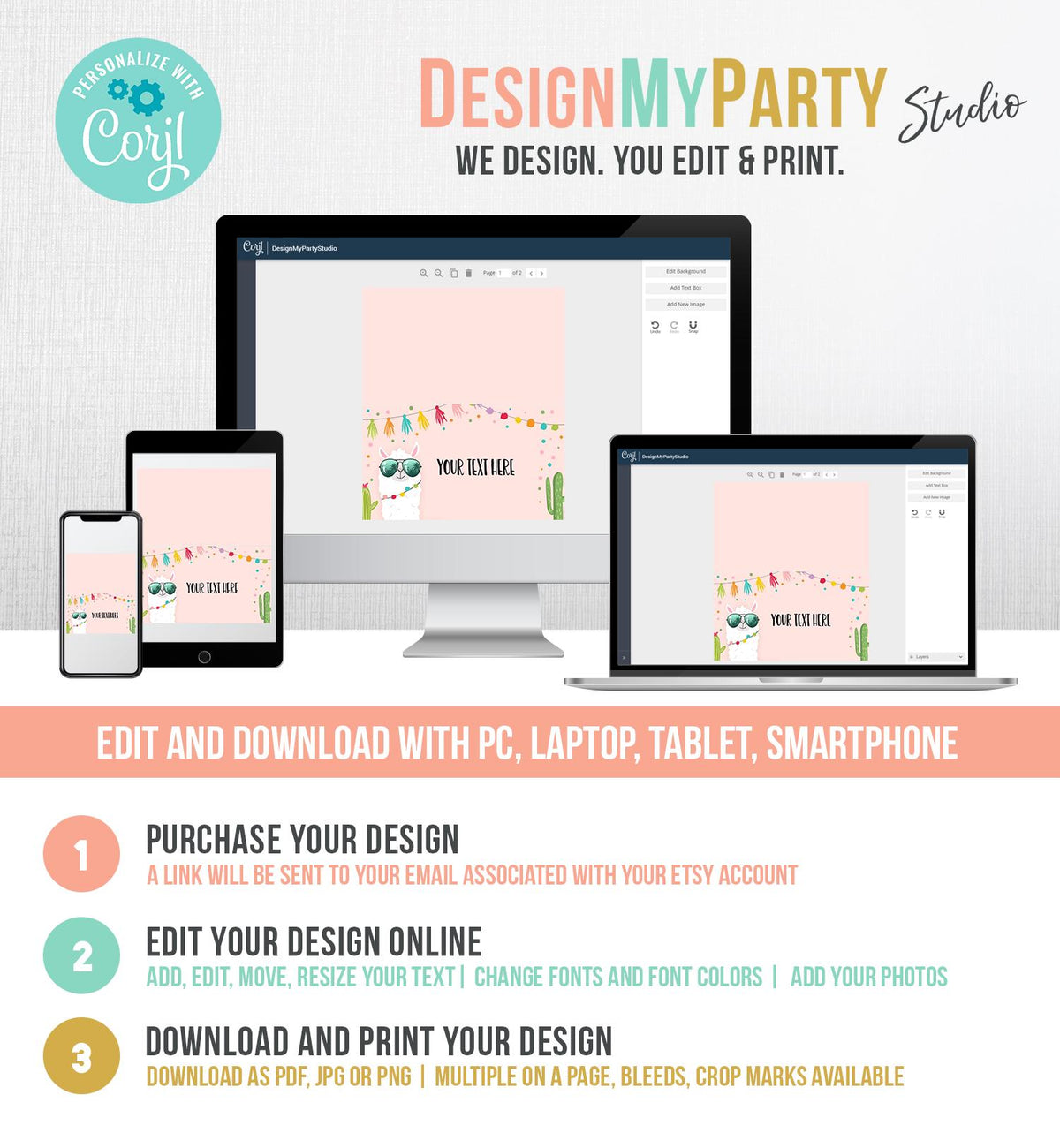 Editable Llama Food Labels Llama Place Card Tent Card Insert Card Llama Birthday Fiesta Party Mexican Girl Cactus Template Printable 0079