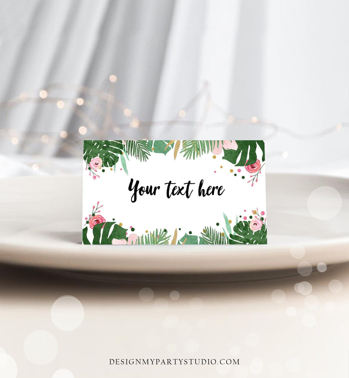 Editable Safari Tropical Food Label Girl Safari Birthday Place Card Tent Insert Hawaiian Luau Digital Download Template Printable 0332
