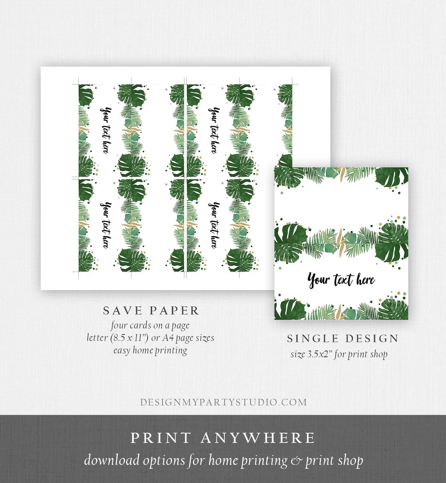 Editable Safari Tropical Food Label Girl Safari Birthday Place Card Tent Insert Beach Hawaiian Luau Digital Download Template Printable 0332