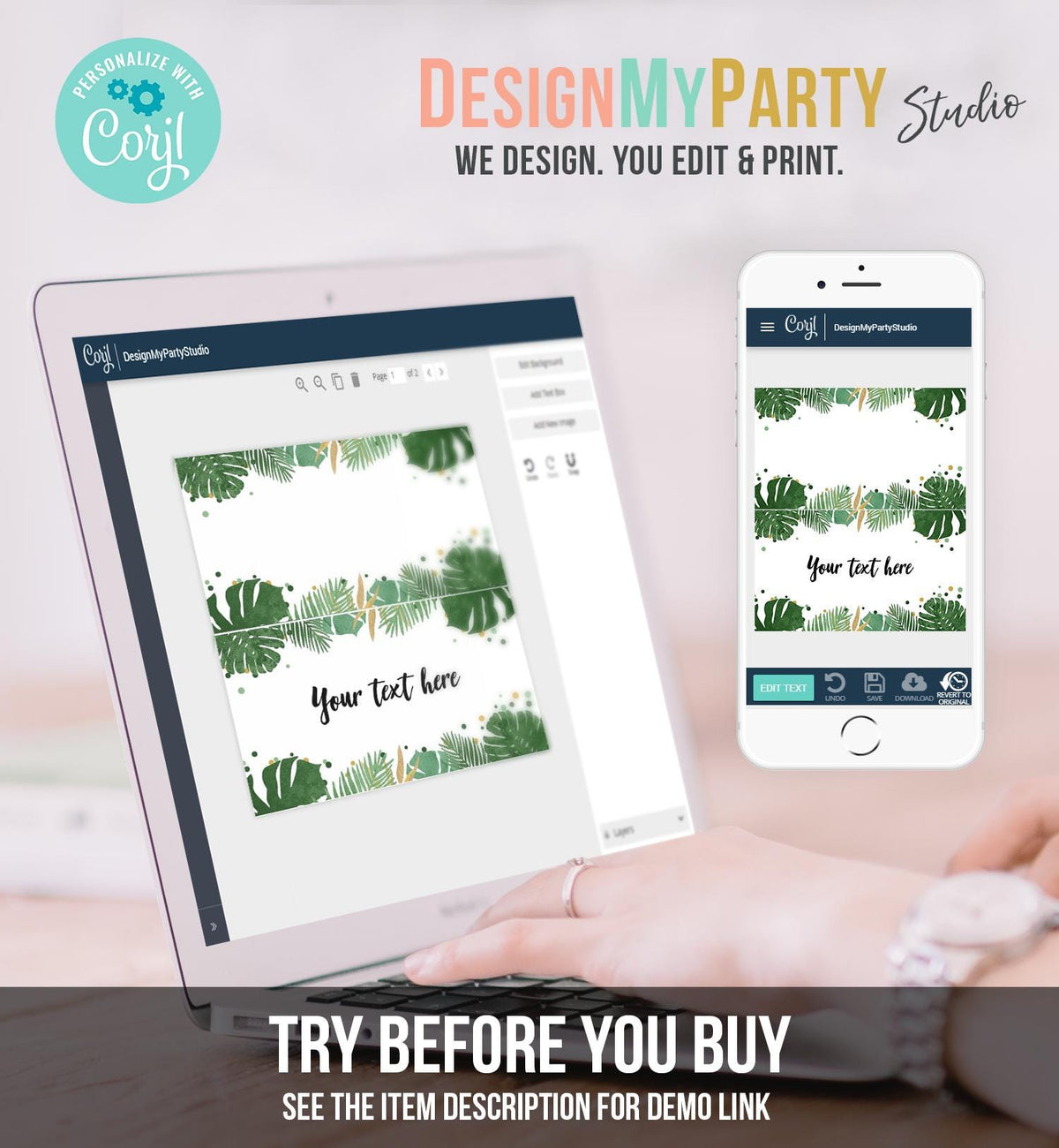 Editable Safari Tropical Food Label Girl Safari Birthday Place Card Tent Insert Beach Hawaiian Luau Digital Download Template Printable 0332