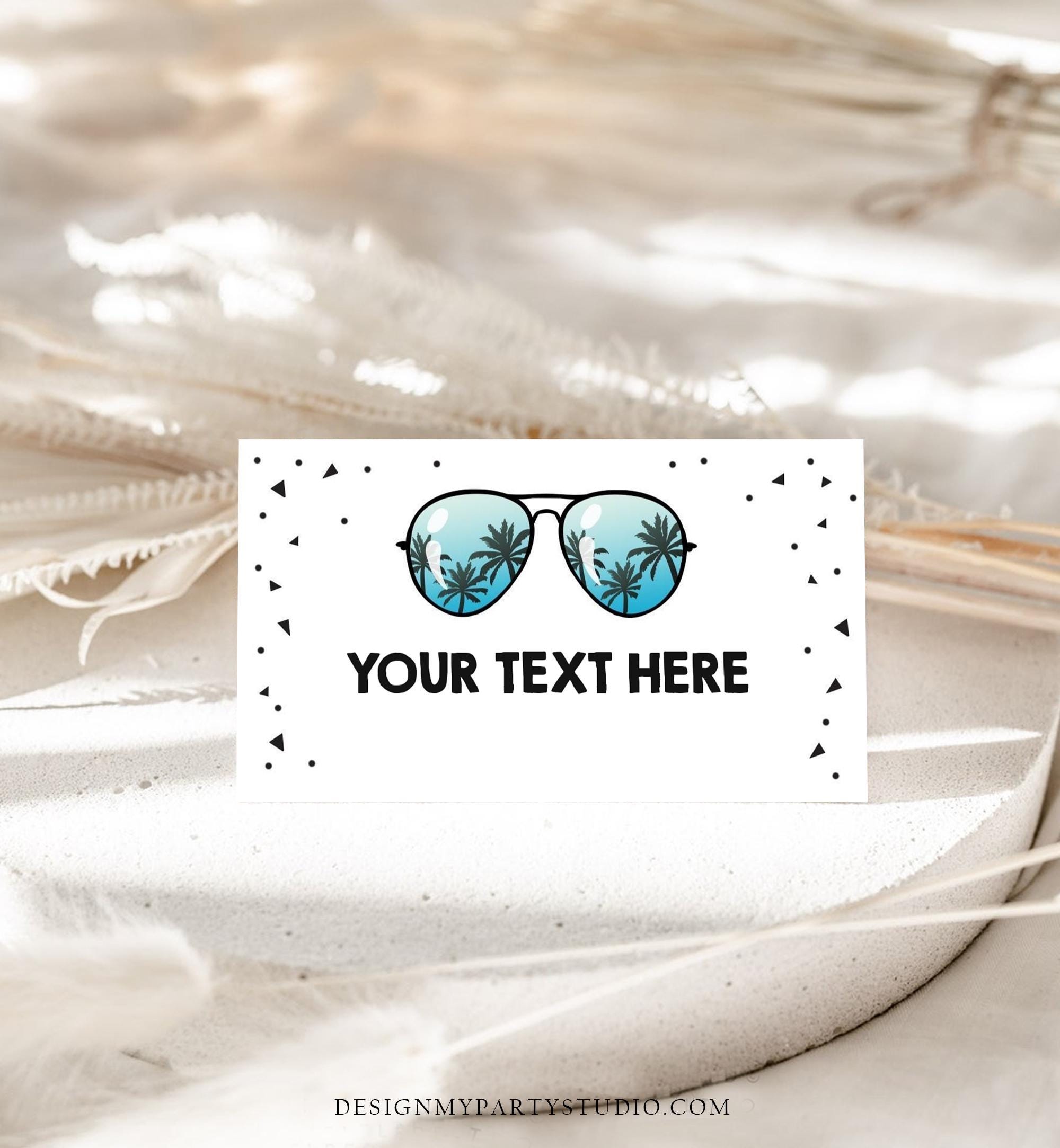 Editable Two Cool Food Label Sunglasses Place Card Tent Card Insert Card 2nd Birthday Summer Pool Party Digital Template Printable 0136