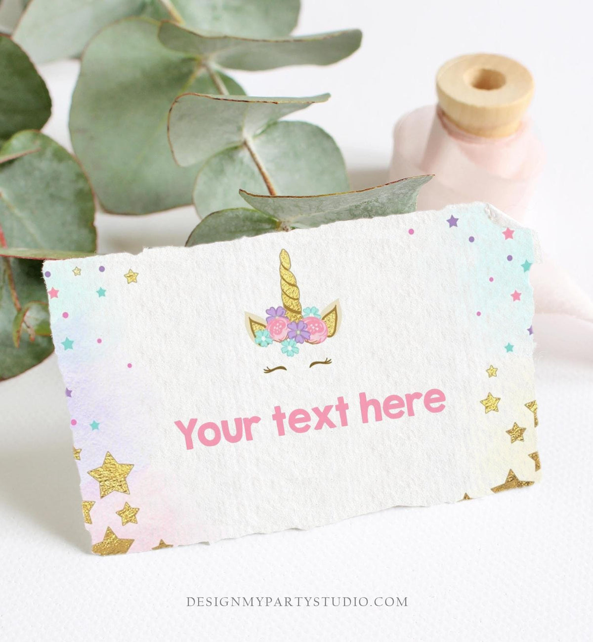 Editable Unicorn Food Labels Magical Rainbow Pink Stars Place Card Tent Card Insert Card Girl Birthday Girl Digital Template Printable 0041
