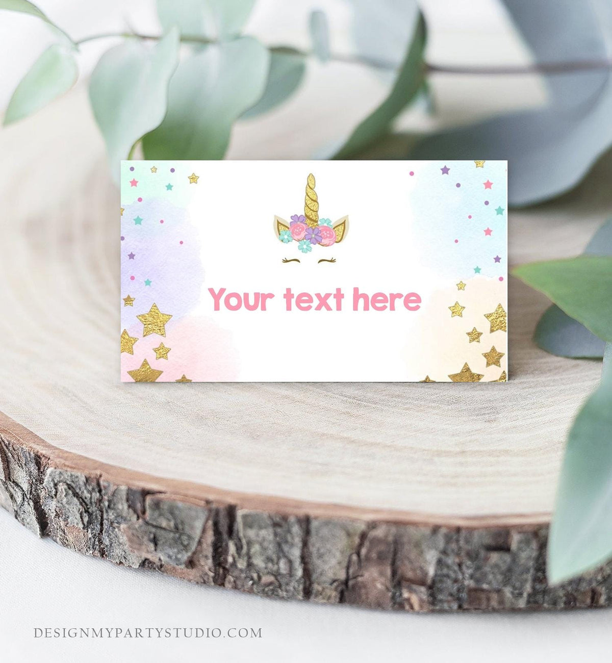 Editable Unicorn Food Labels Magical Rainbow Pink Stars Place Card Tent Card Insert Card Girl Birthday Girl Digital Template Printable 0041